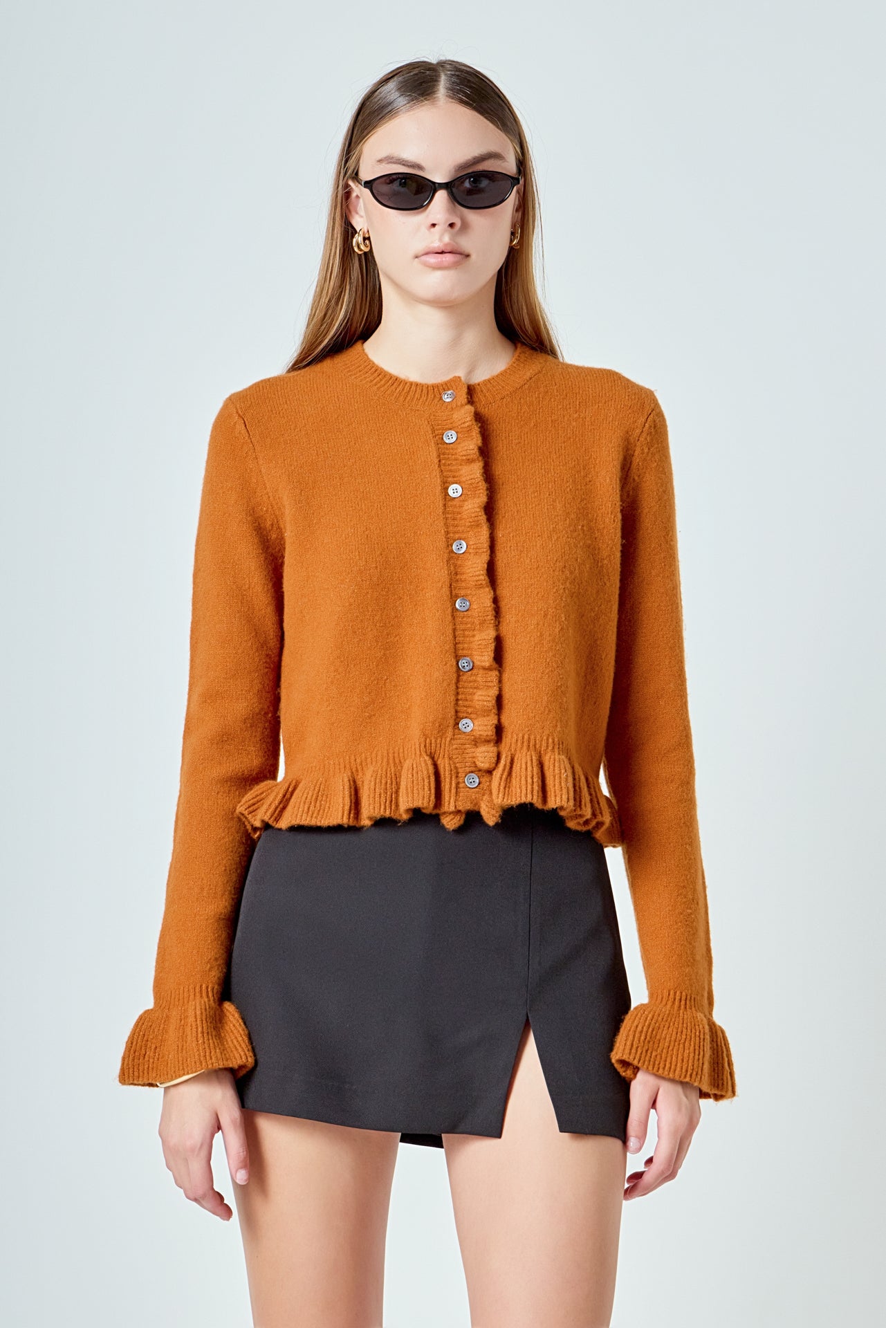 ENDLESS ROSE - Ruffle Cropped Cardigan - SWEATERS & KNITS available at Objectrare