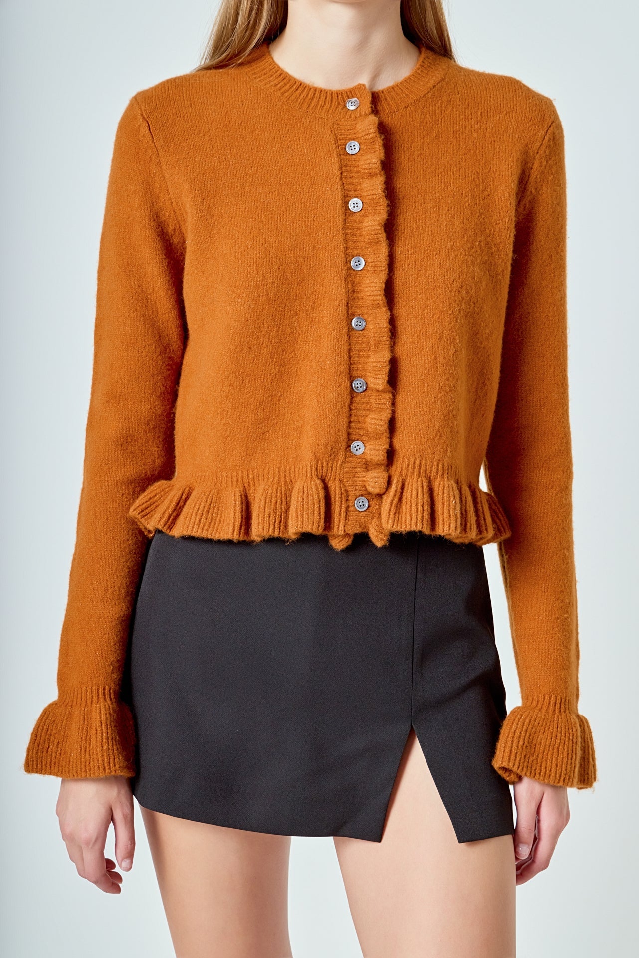 ENDLESS ROSE - Ruffle Cropped Cardigan - SWEATERS & KNITS available at Objectrare