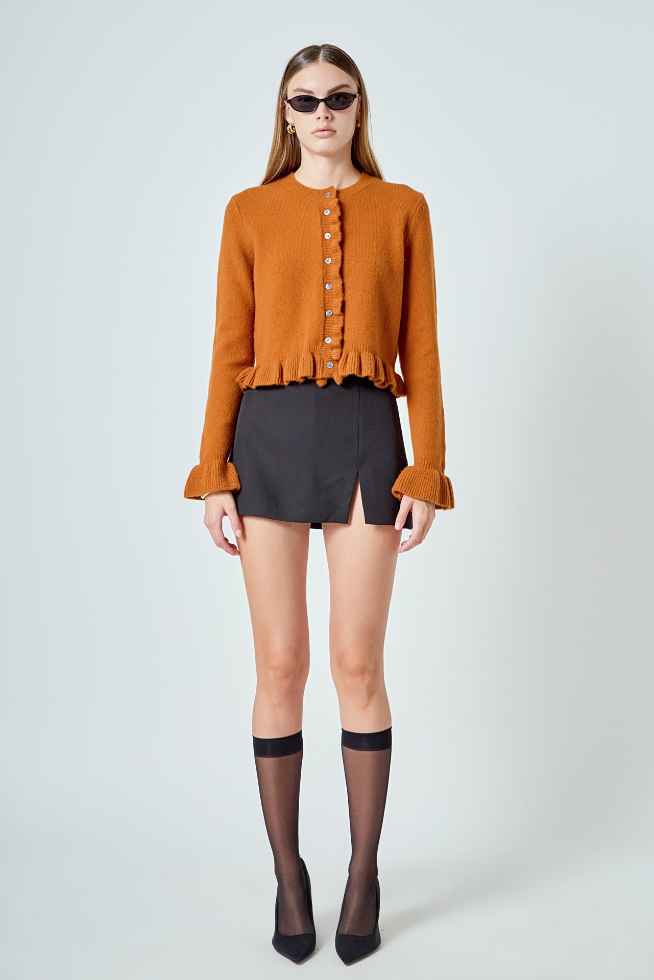 ENDLESS ROSE - Ruffle Cropped Cardigan - SWEATERS & KNITS available at Objectrare