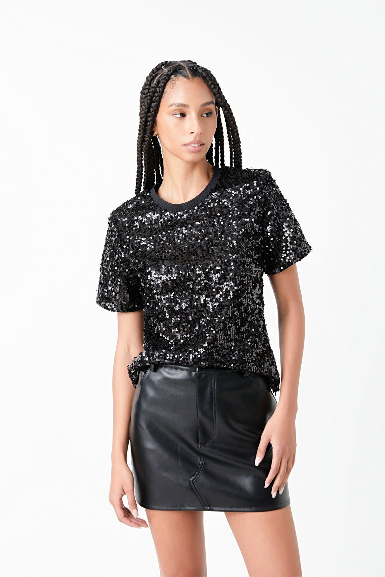 GREY LAB - Sequin Shoulder Padded Top - TOPS available at Objectrare
