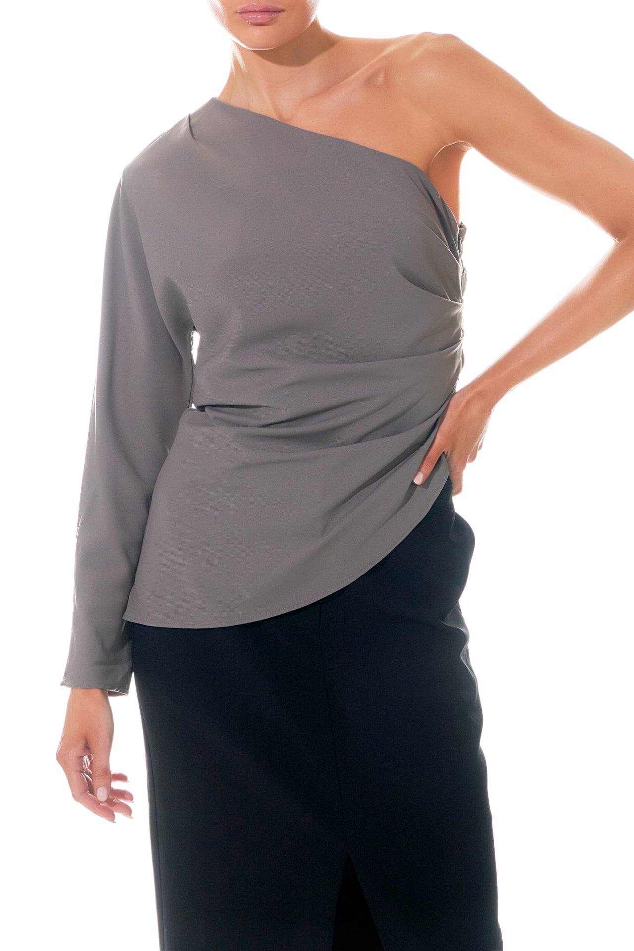 GREY LAB - Asymmetric Ruched Top - TOPS available at Objectrare