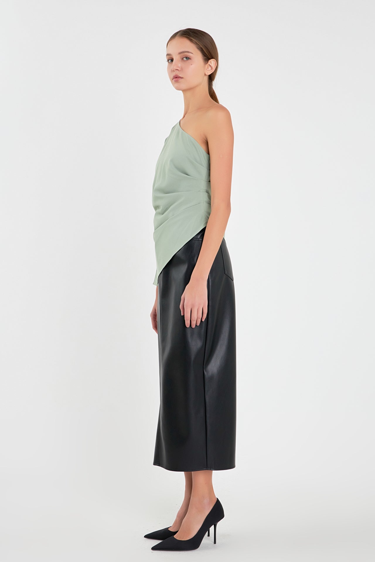GREY LAB - Asymmetric Ruched Top - TOPS available at Objectrare