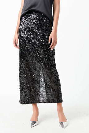 GREY LAB - Sequin Back Slit Maxi Skirt - SKIRTS available at Objectrare