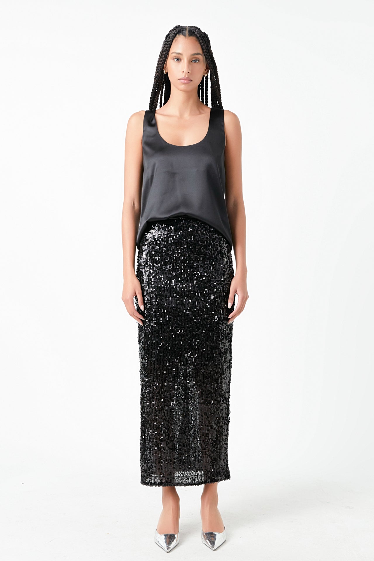 GREY LAB - Sequin Back Slit Maxi Skirt - SKIRTS available at Objectrare