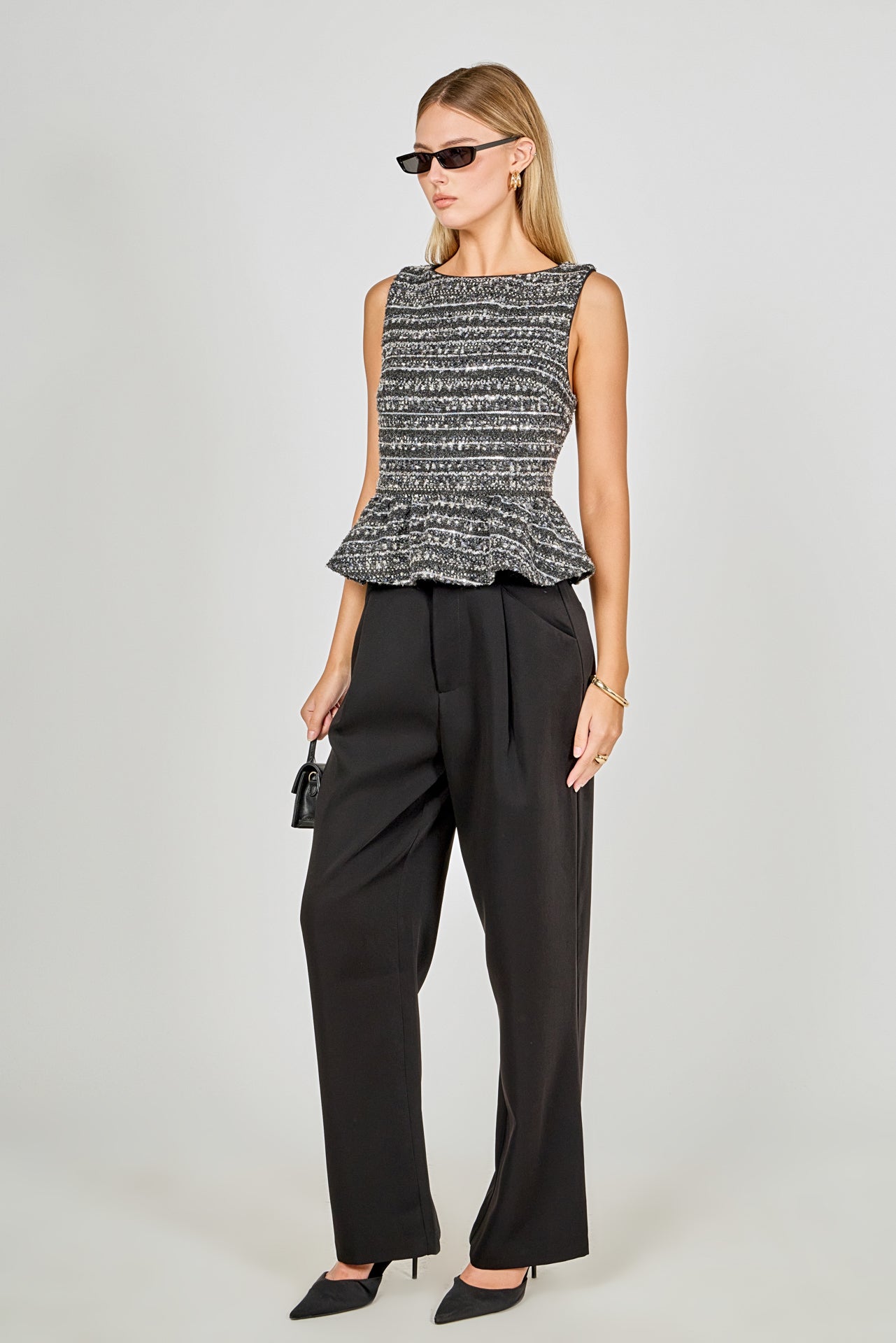 Sequin Textured Peplum Top