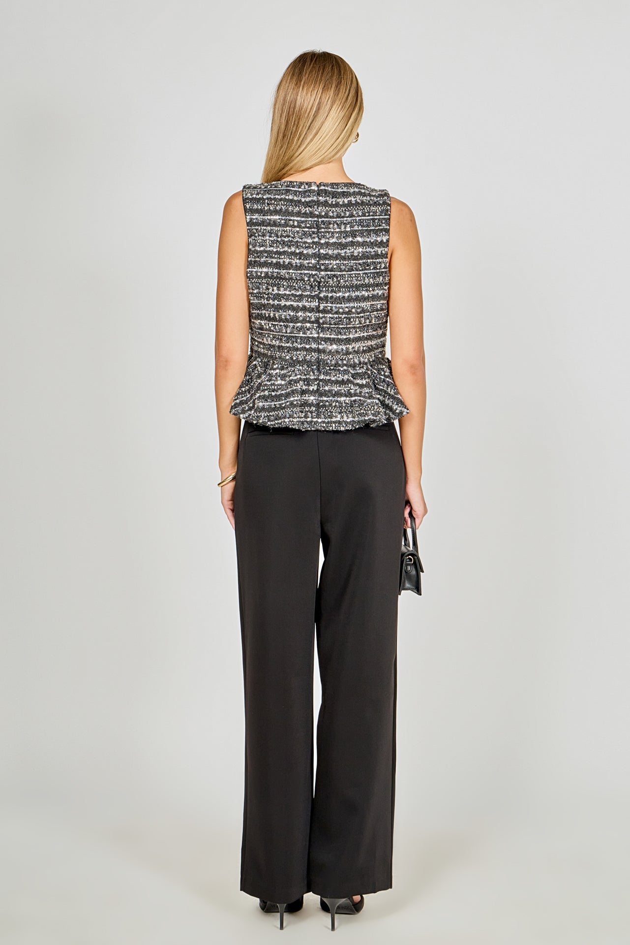 Sequin Textured Peplum Top