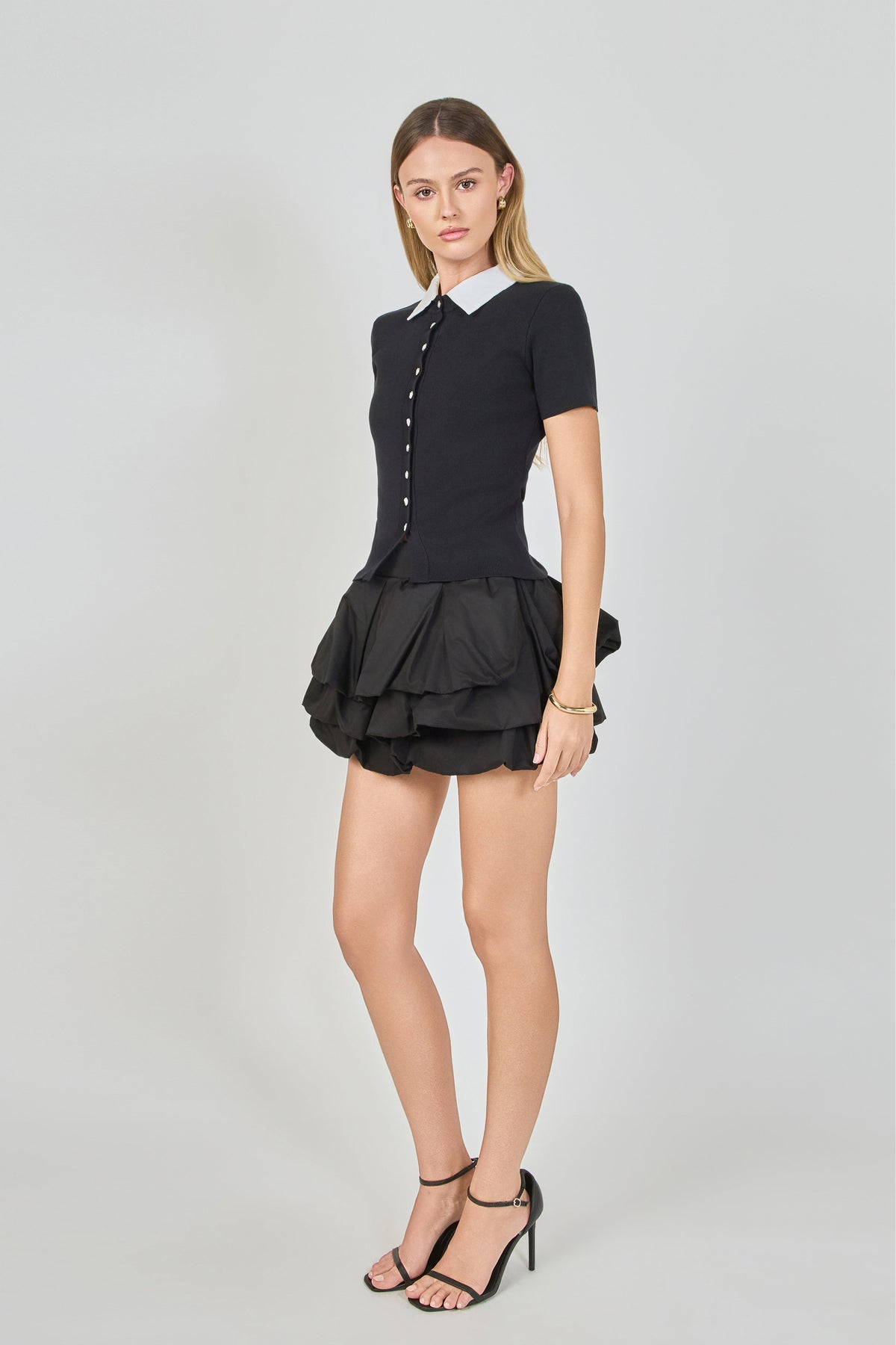 Tiered Bubble Mini Skirt