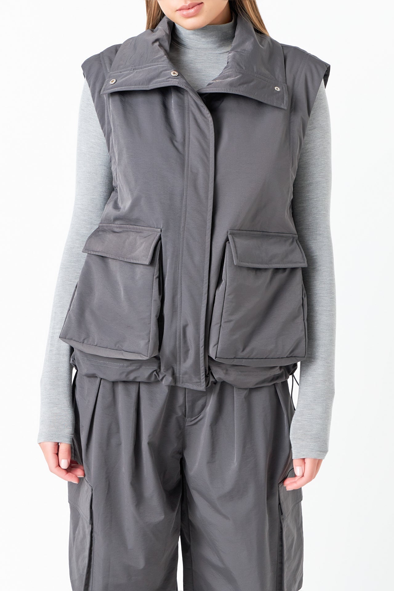 GREY LAB - Snap Button Boxy Vest - VEST available at Objectrare