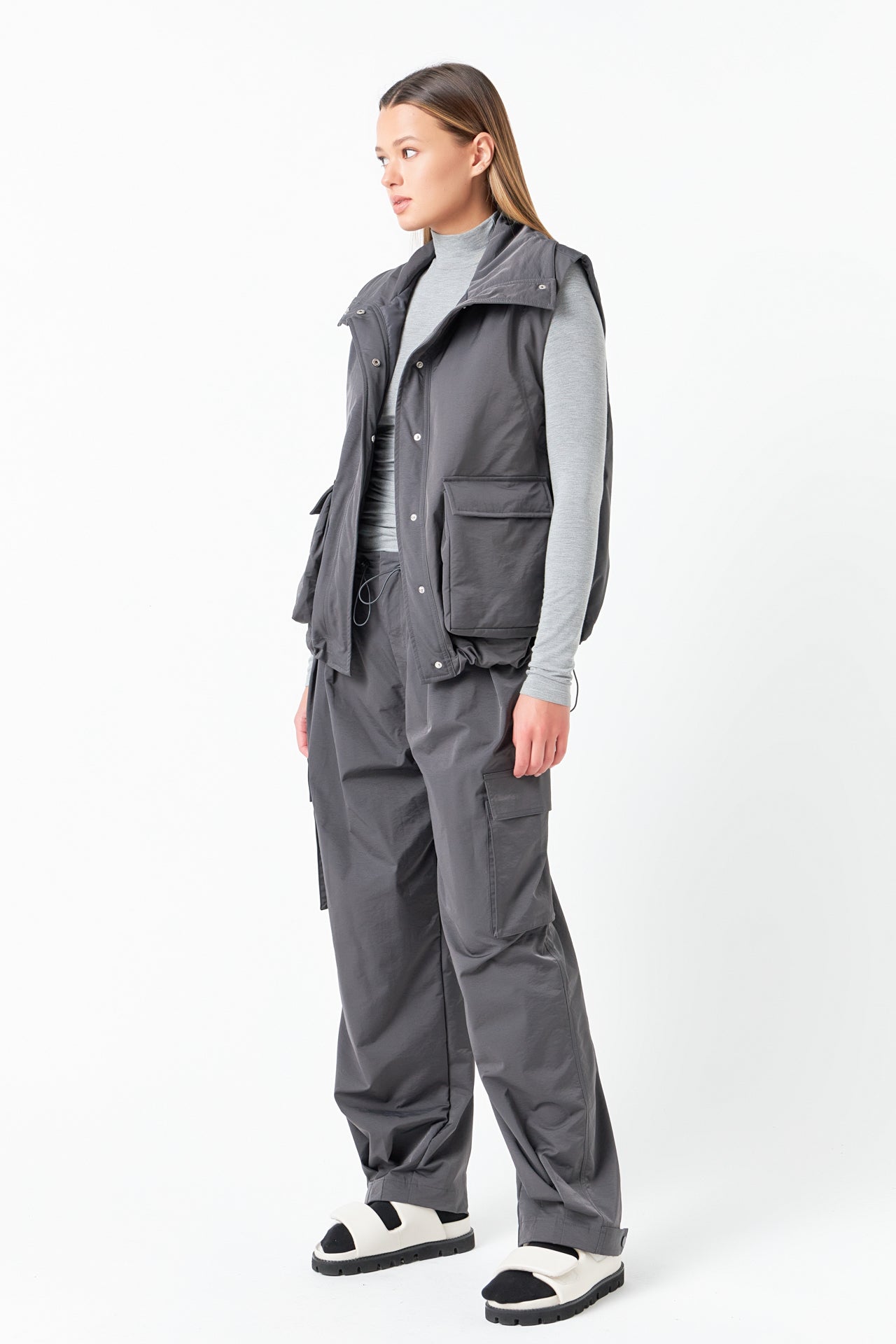 GREY LAB - Snap Button Boxy Vest - VEST available at Objectrare