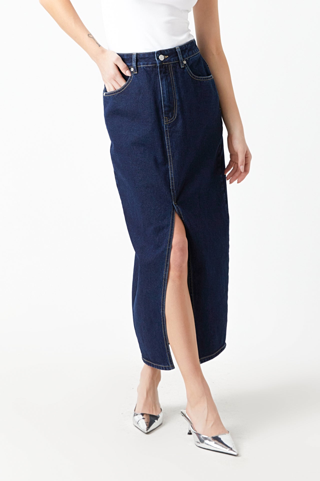 GREY LAB - Denim Maxi Skirt - SKIRTS available at Objectrare