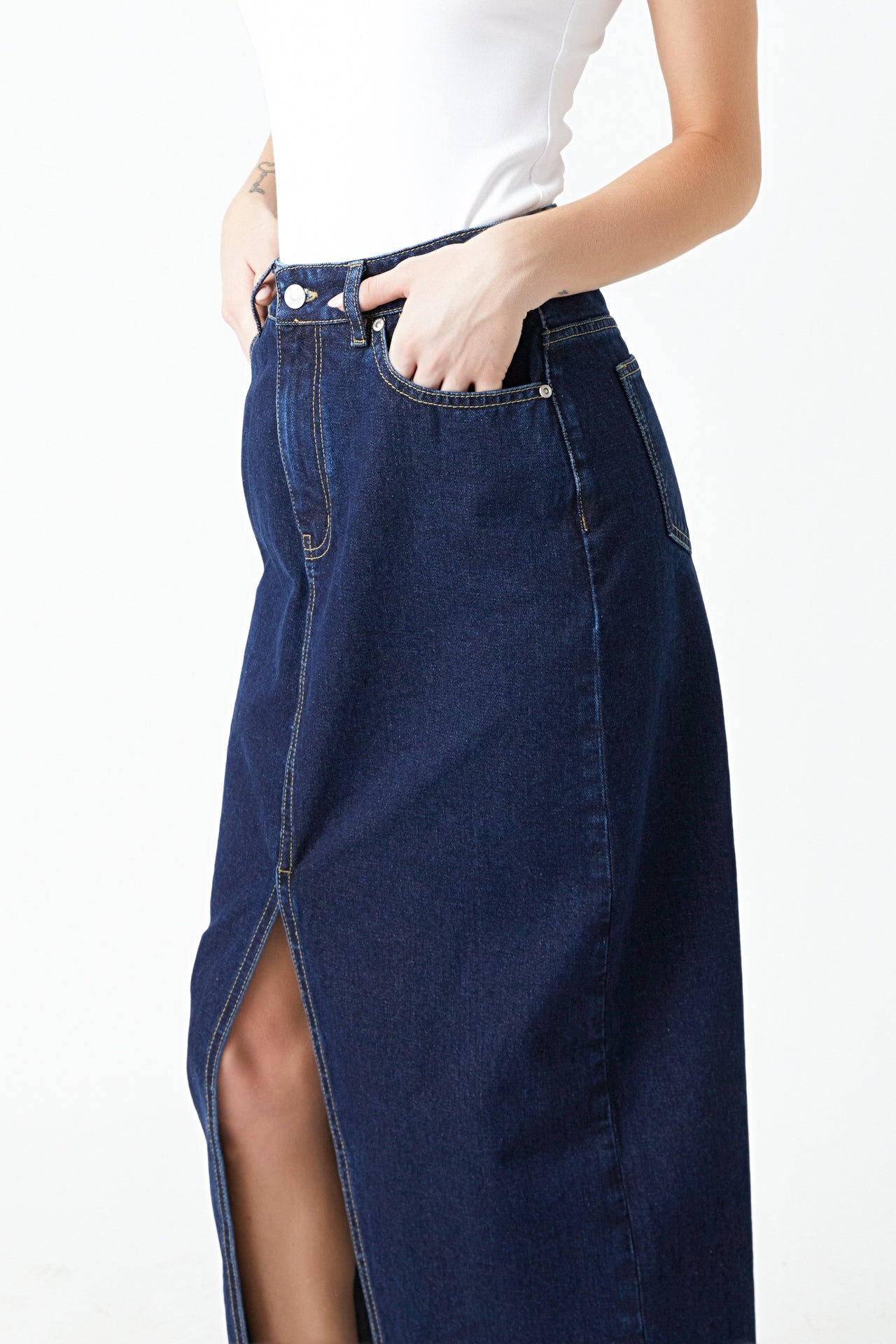 GREY LAB - Denim Maxi Skirt - SKIRTS available at Objectrare