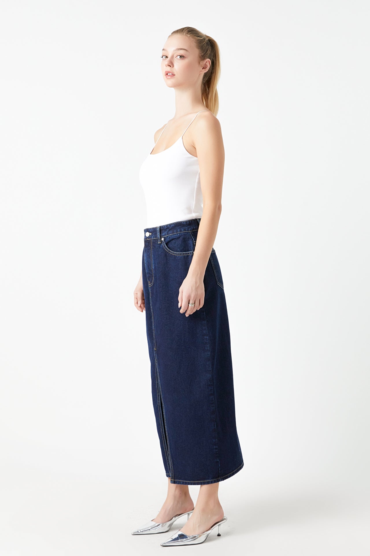 GREY LAB - Denim Maxi Skirt - SKIRTS available at Objectrare