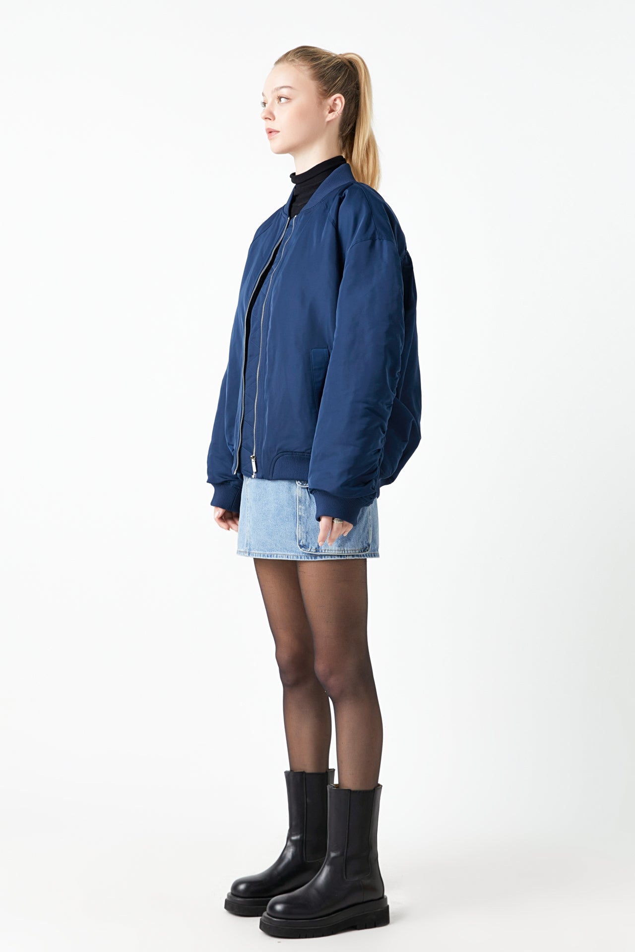 GREY LAB - Ruched Bomber Jacket - JACKETS available at Objectrare