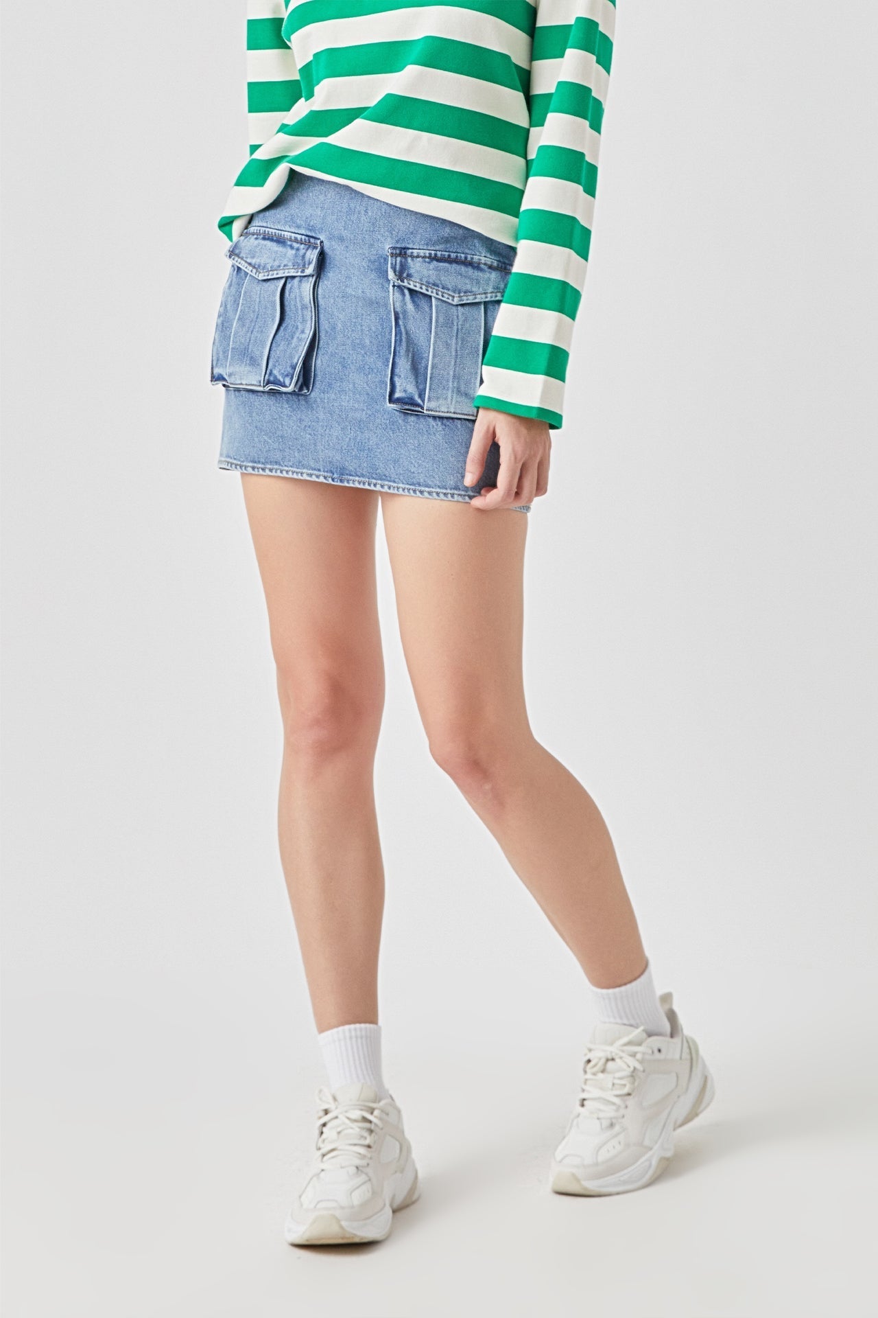 GREY LAB - Pocket Denim Mini Skirt - SKIRTS available at Objectrare