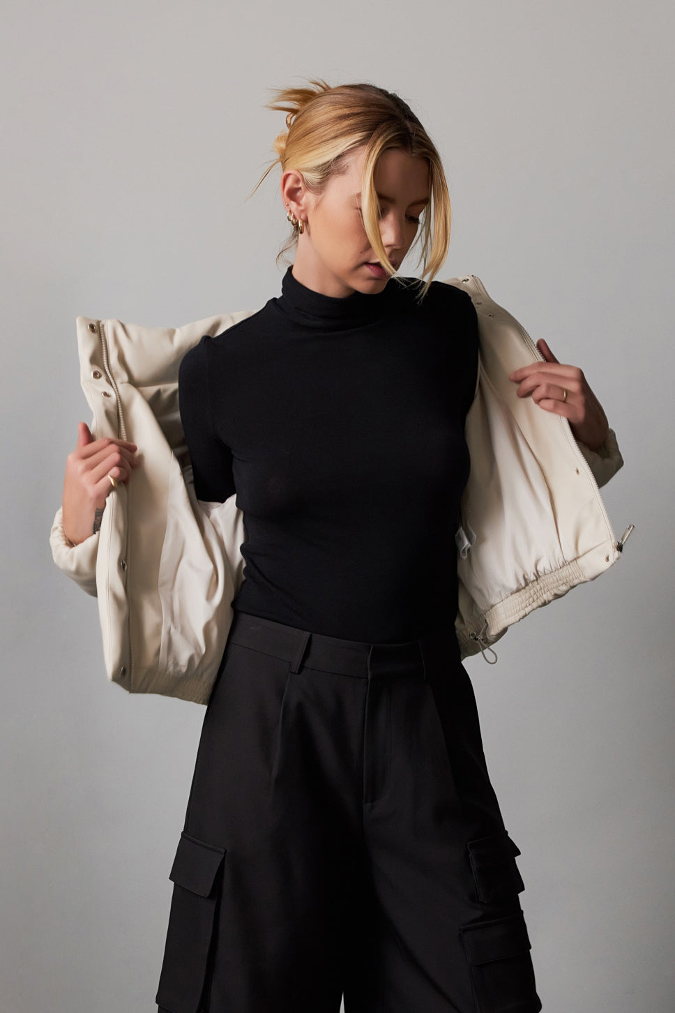 GREY LAB - Cropped Puffer Jacket - JACKETS available at Objectrare