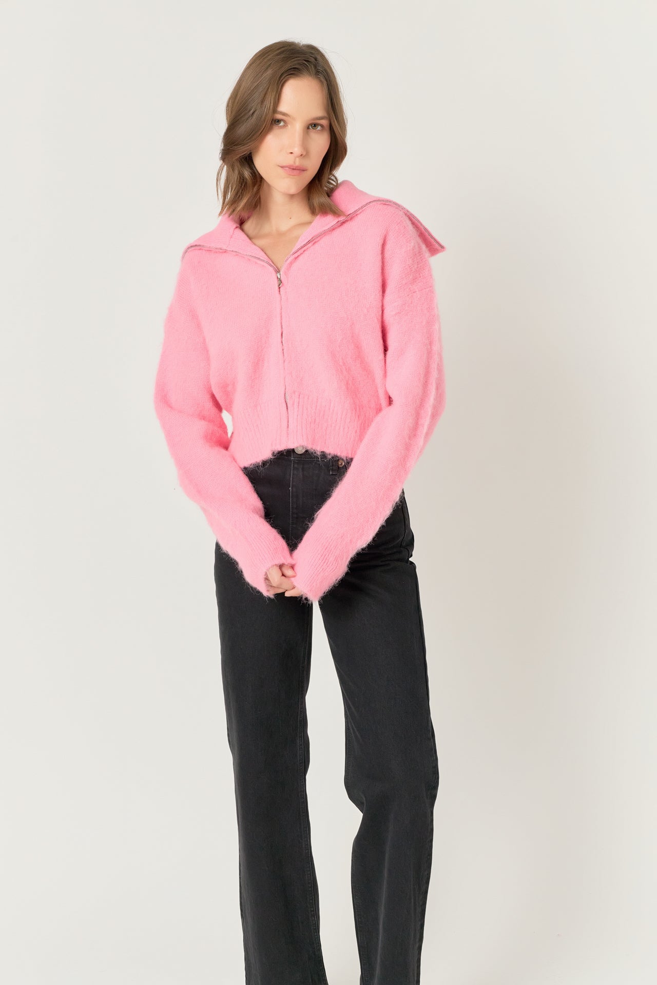 ENDLESS ROSE - Oversize Collar Knit Jacket - JACKETS available at Objectrare