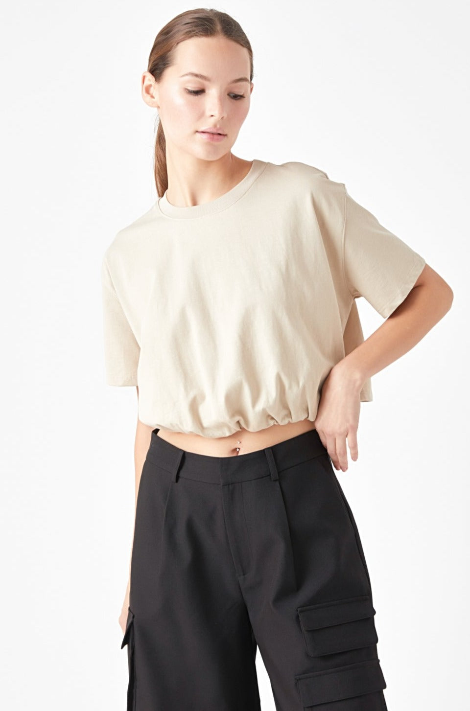GREY LAB - Cropped Top with Elastic Band - TOPS available at Objectrare
