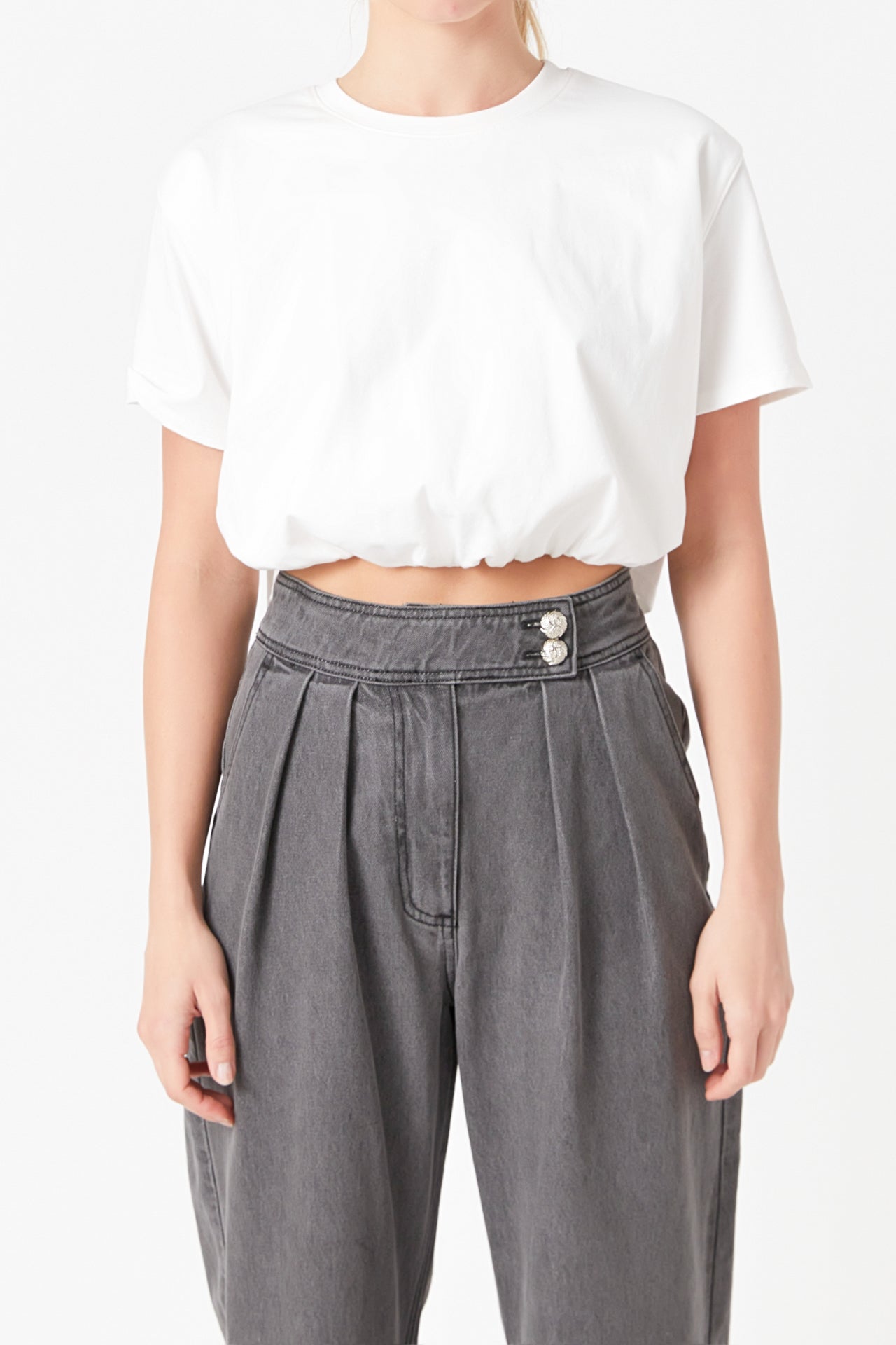 GREY LAB - Cropped Top with Elastic Band - TOPS available at Objectrare