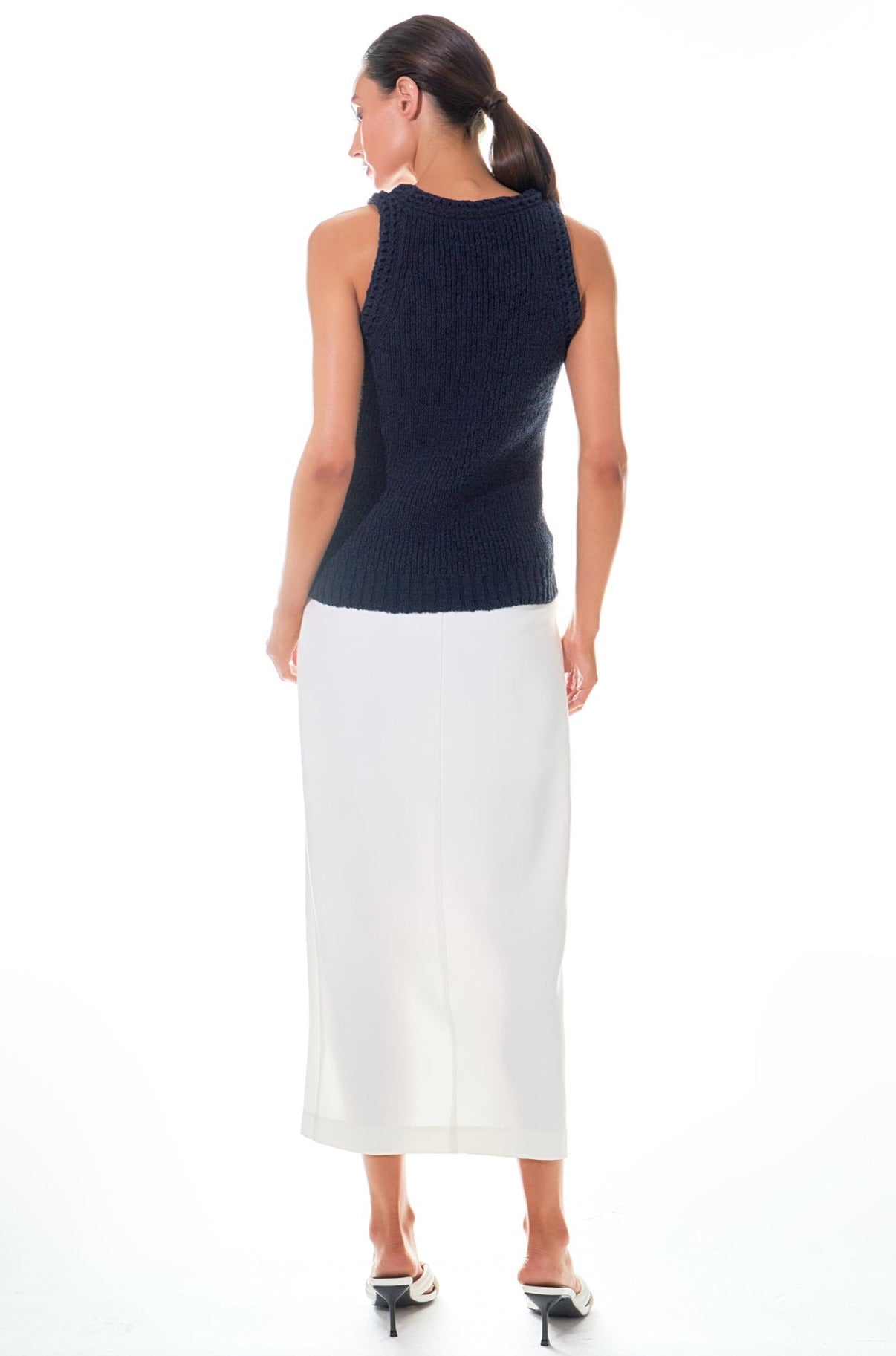 GREY LAB - Round Neck Sleeveless Knit Top - TOPS available at Objectrare