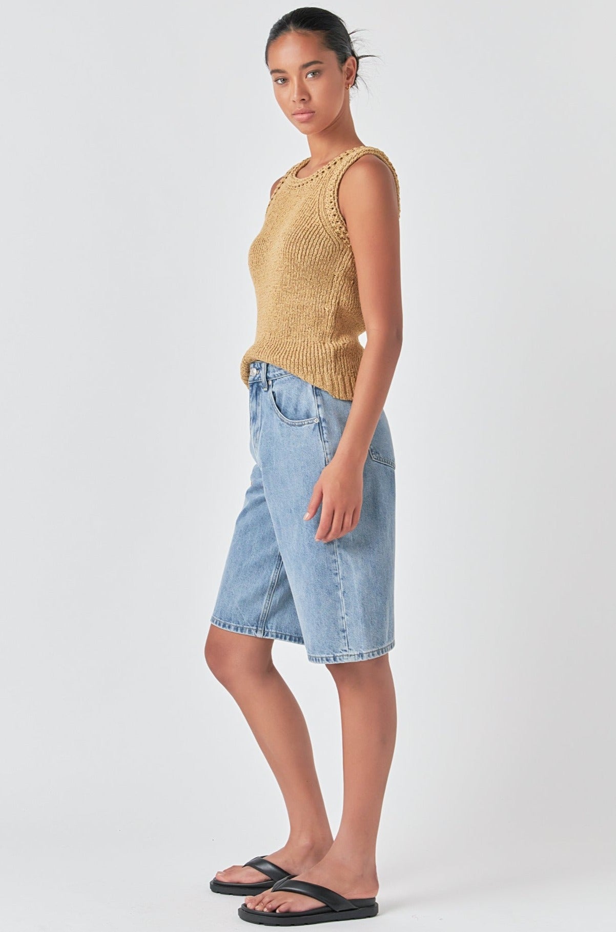 GREY LAB - Round Neck Sleeveless Knit Top - TOPS available at Objectrare