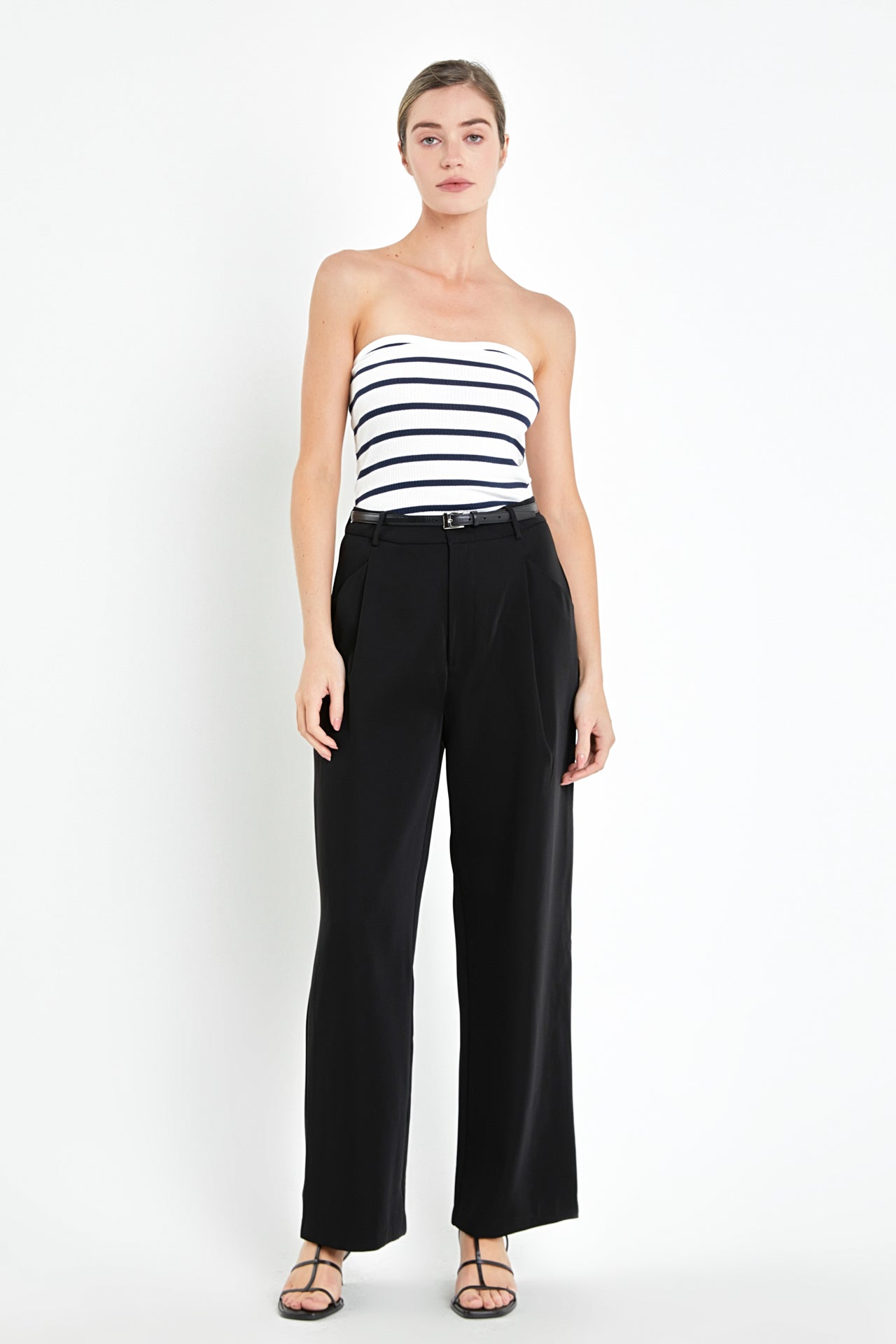 ENGLISH FACTORY - Strapless Striped Knit Top - TOPS available at Objectrare