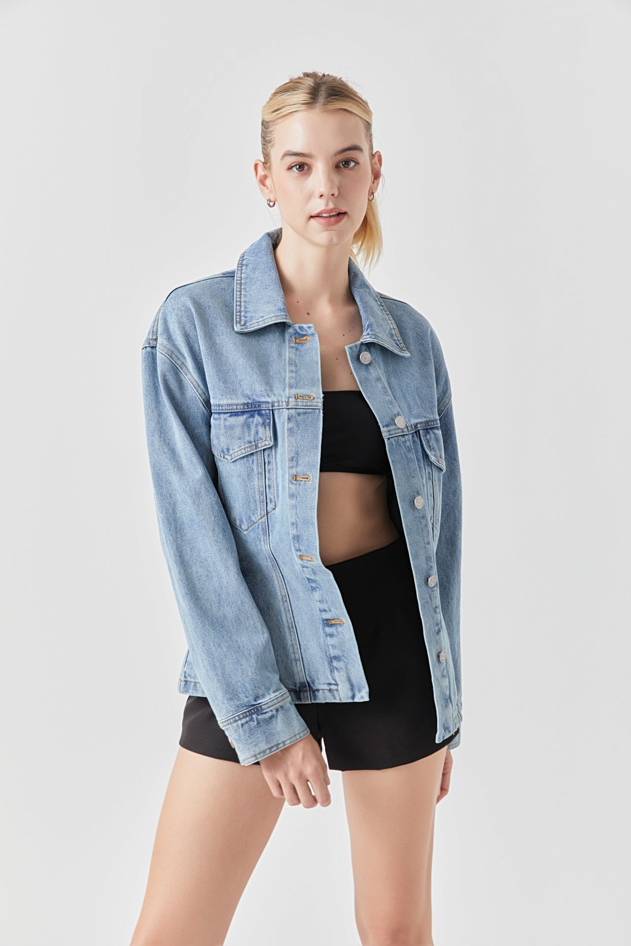 GREY LAB - Waist Fitted Denim Jacket - JACKETS available at Objectrare