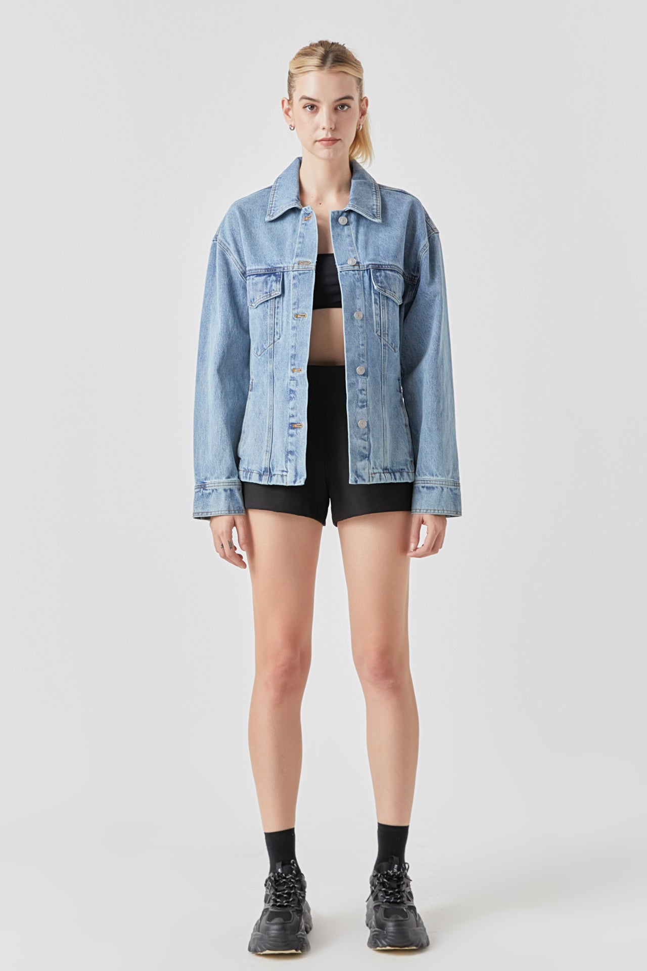 GREY LAB - Waist Fitted Denim Jacket - JACKETS available at Objectrare
