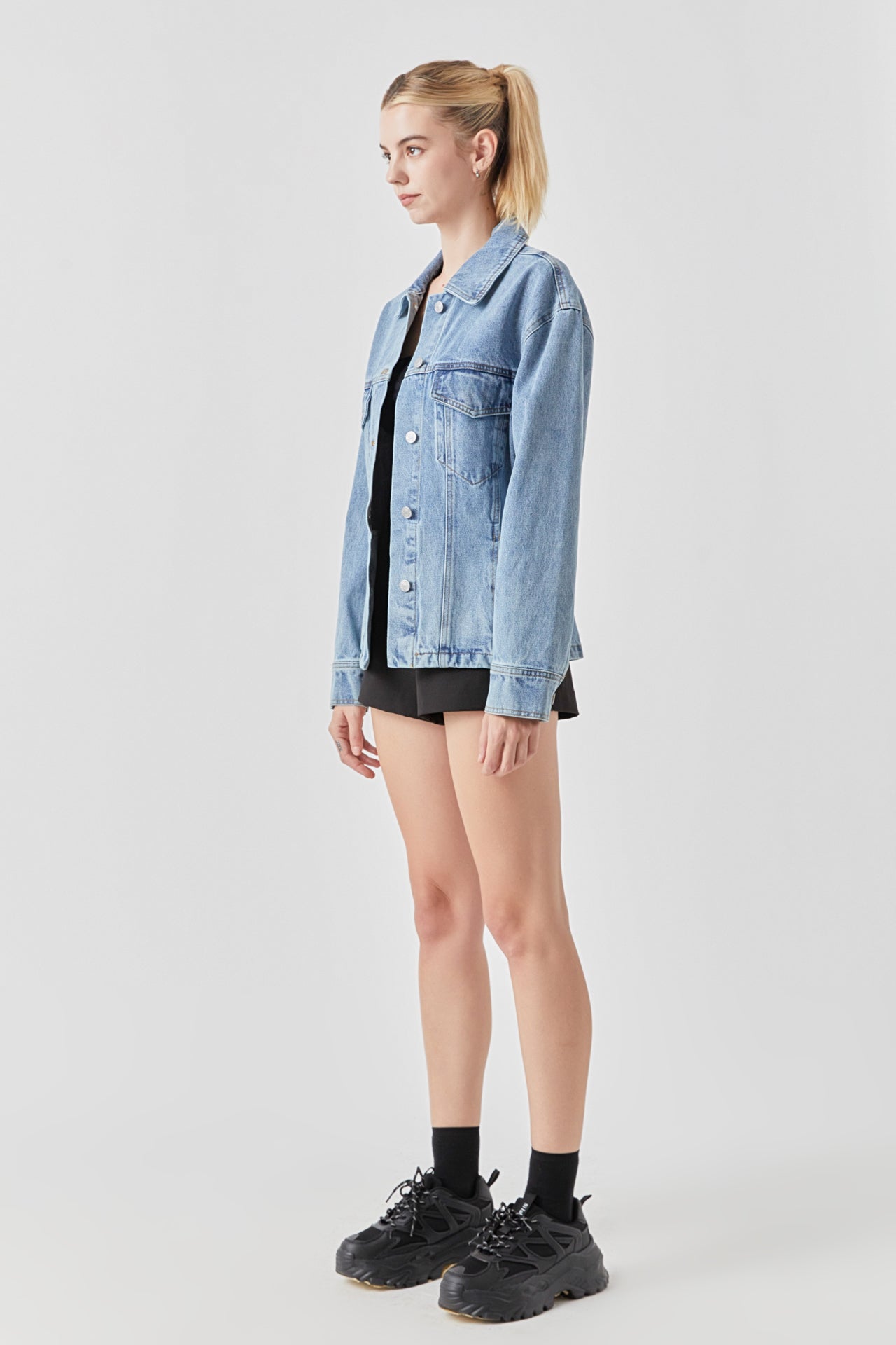 GREY LAB - Waist Fitted Denim Jacket - JACKETS available at Objectrare