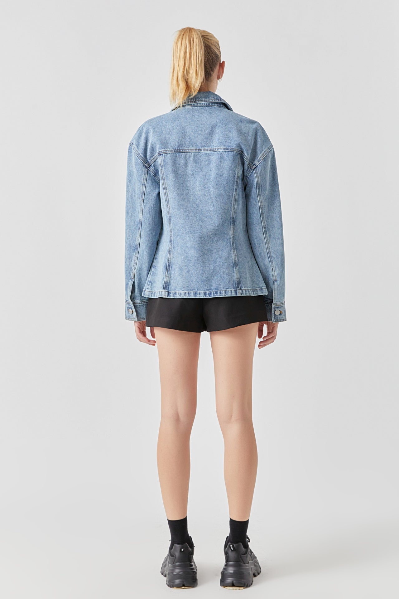 GREY LAB - Waist Fitted Denim Jacket - JACKETS available at Objectrare