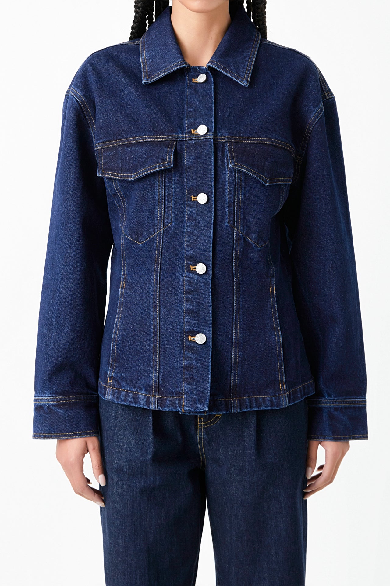 GREY LAB - Waist Fitted Denim Jacket - JACKETS available at Objectrare
