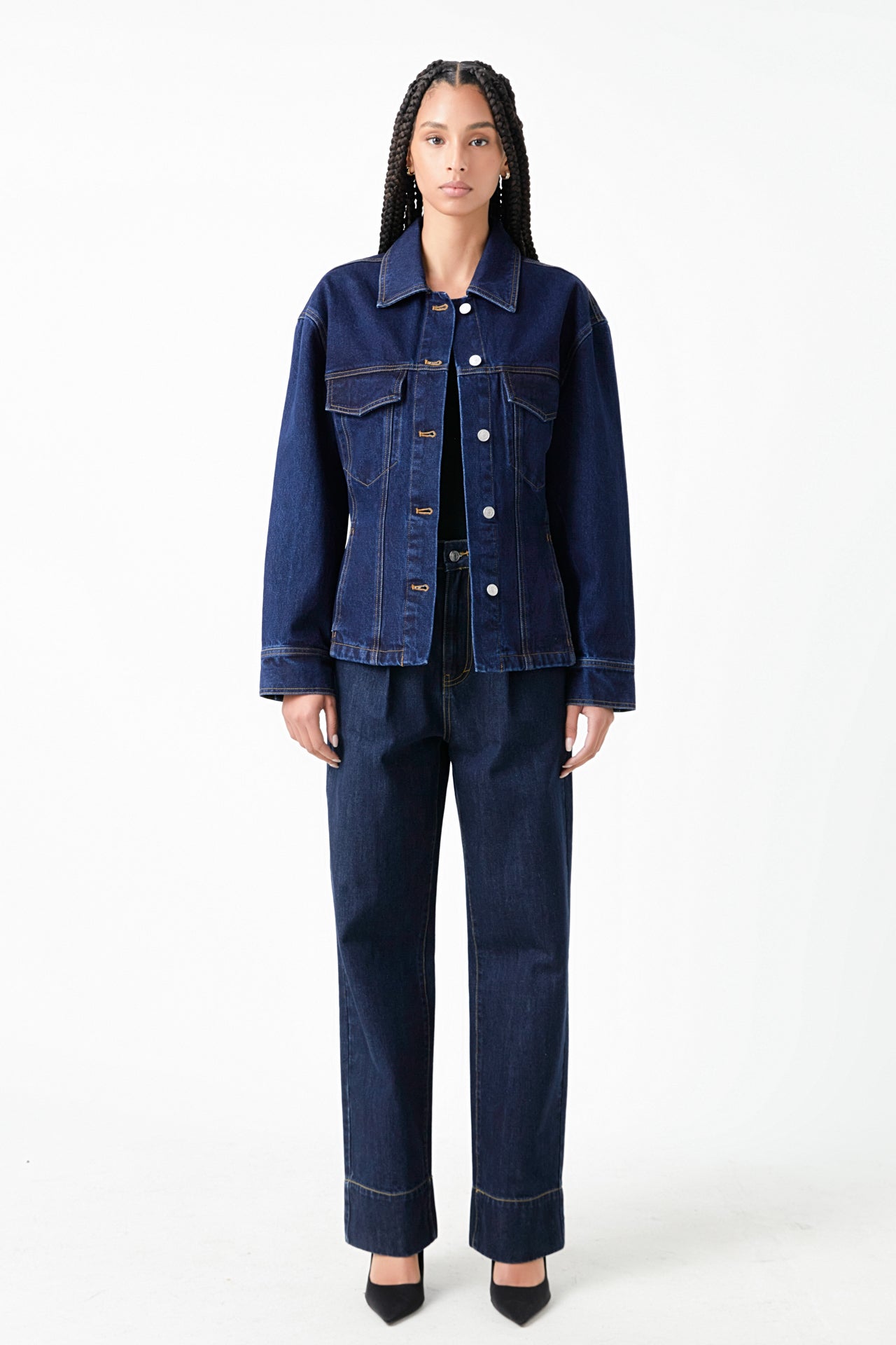 GREY LAB - Waist Fitted Denim Jacket - JACKETS available at Objectrare