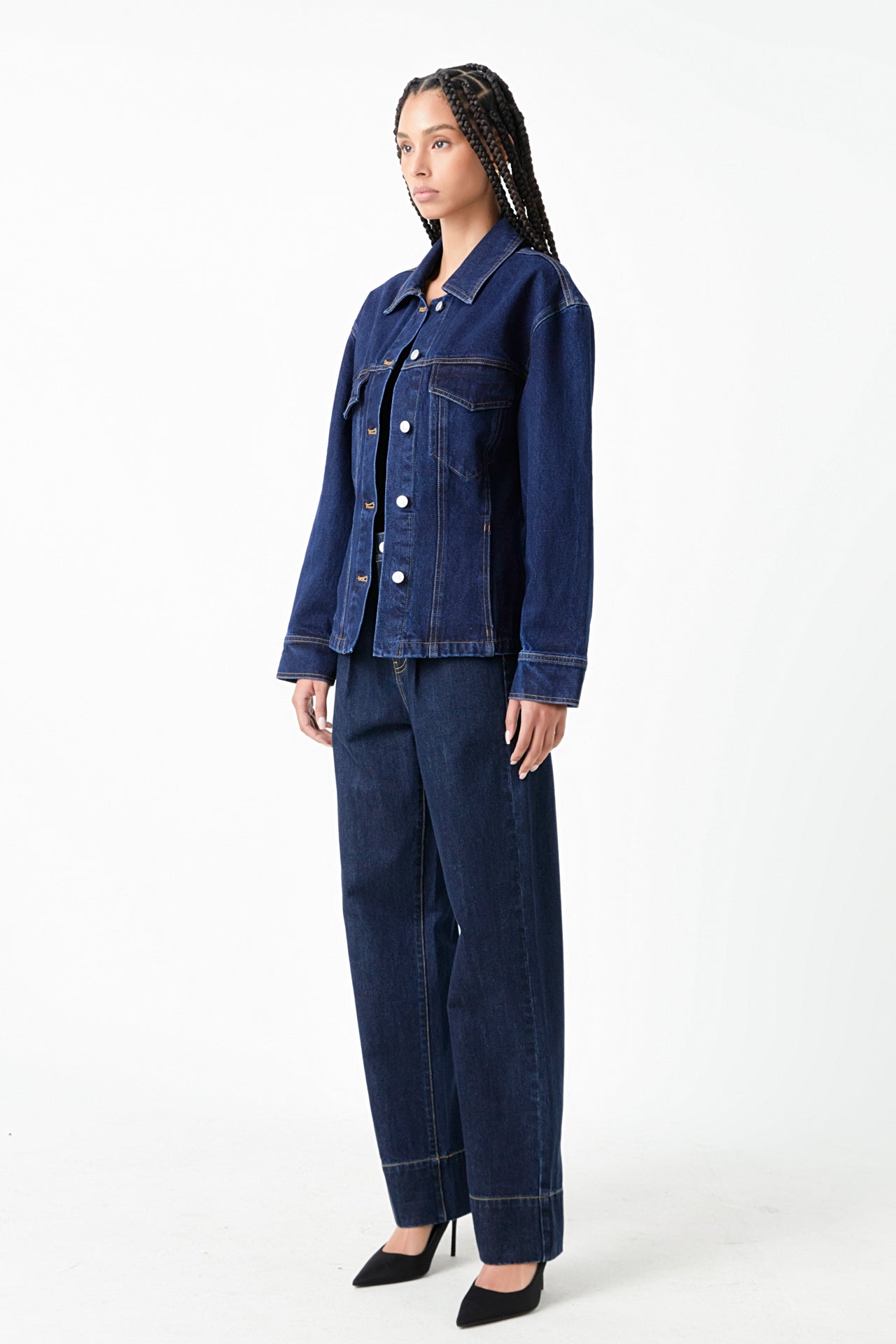 GREY LAB - Waist Fitted Denim Jacket - JACKETS available at Objectrare
