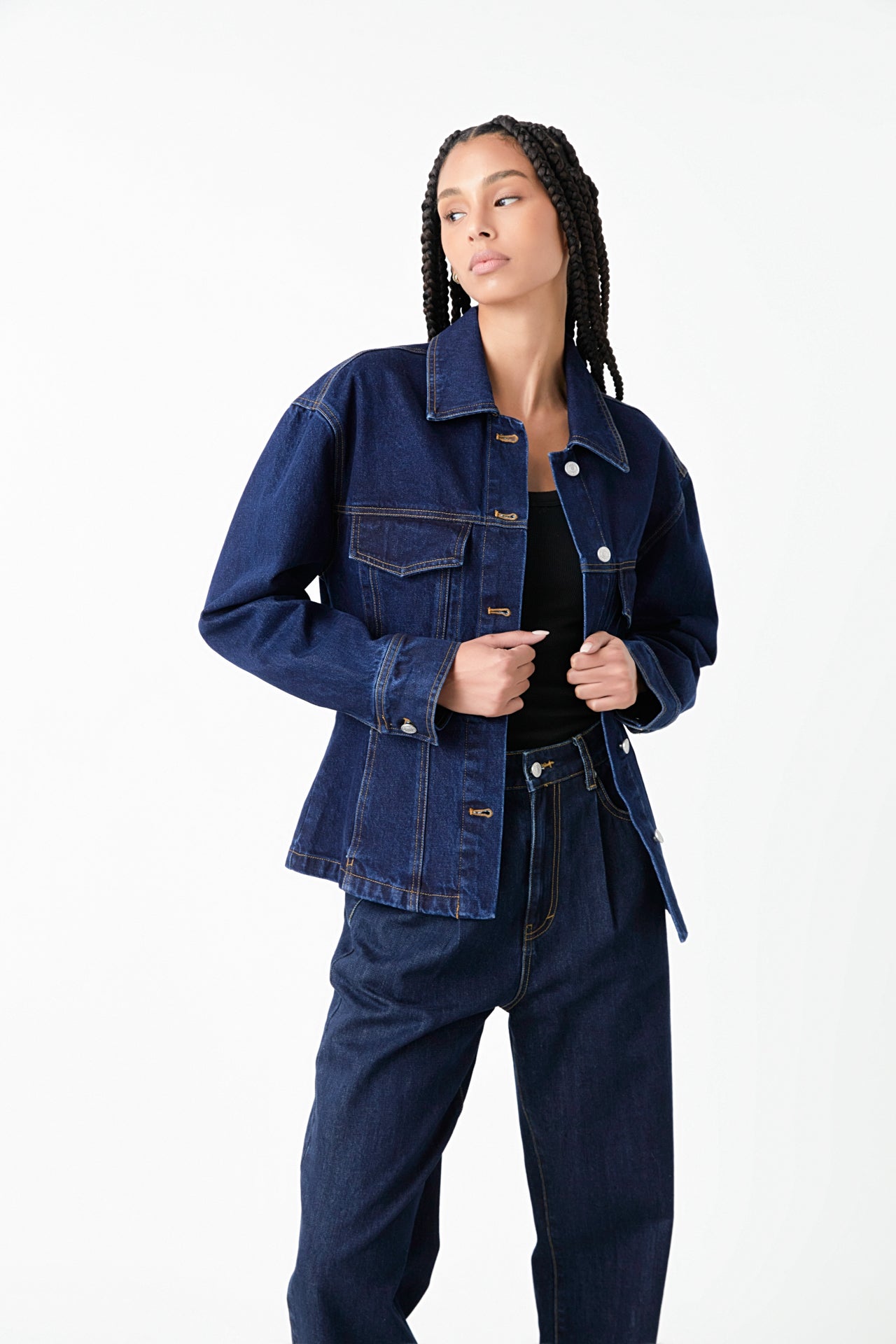 GREY LAB - Waist Fitted Denim Jacket - JACKETS available at Objectrare