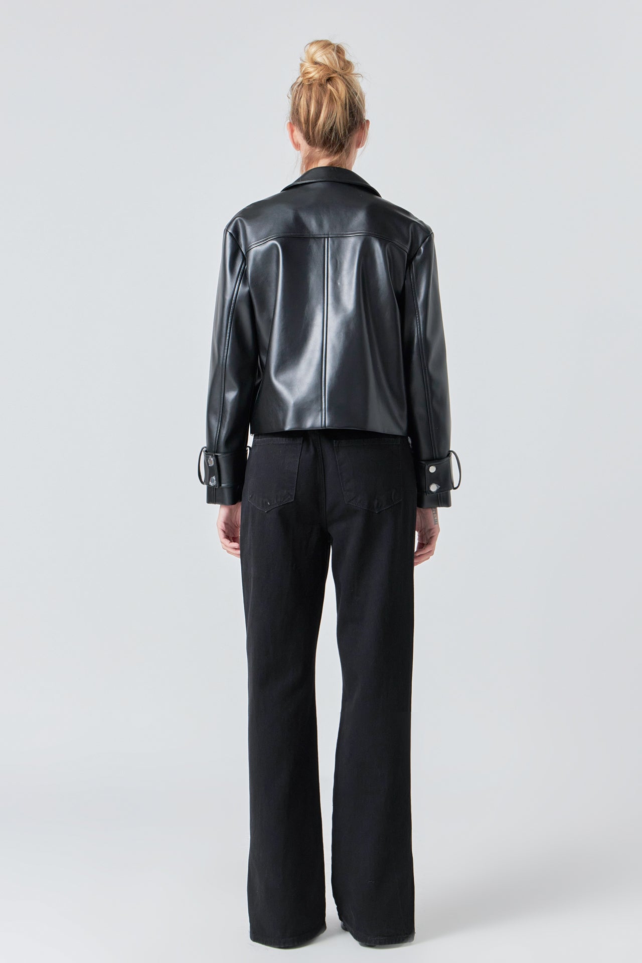 GREY LAB - Zip Up Cropped Faux Leather Jacket - JACKETS available at Objectrare