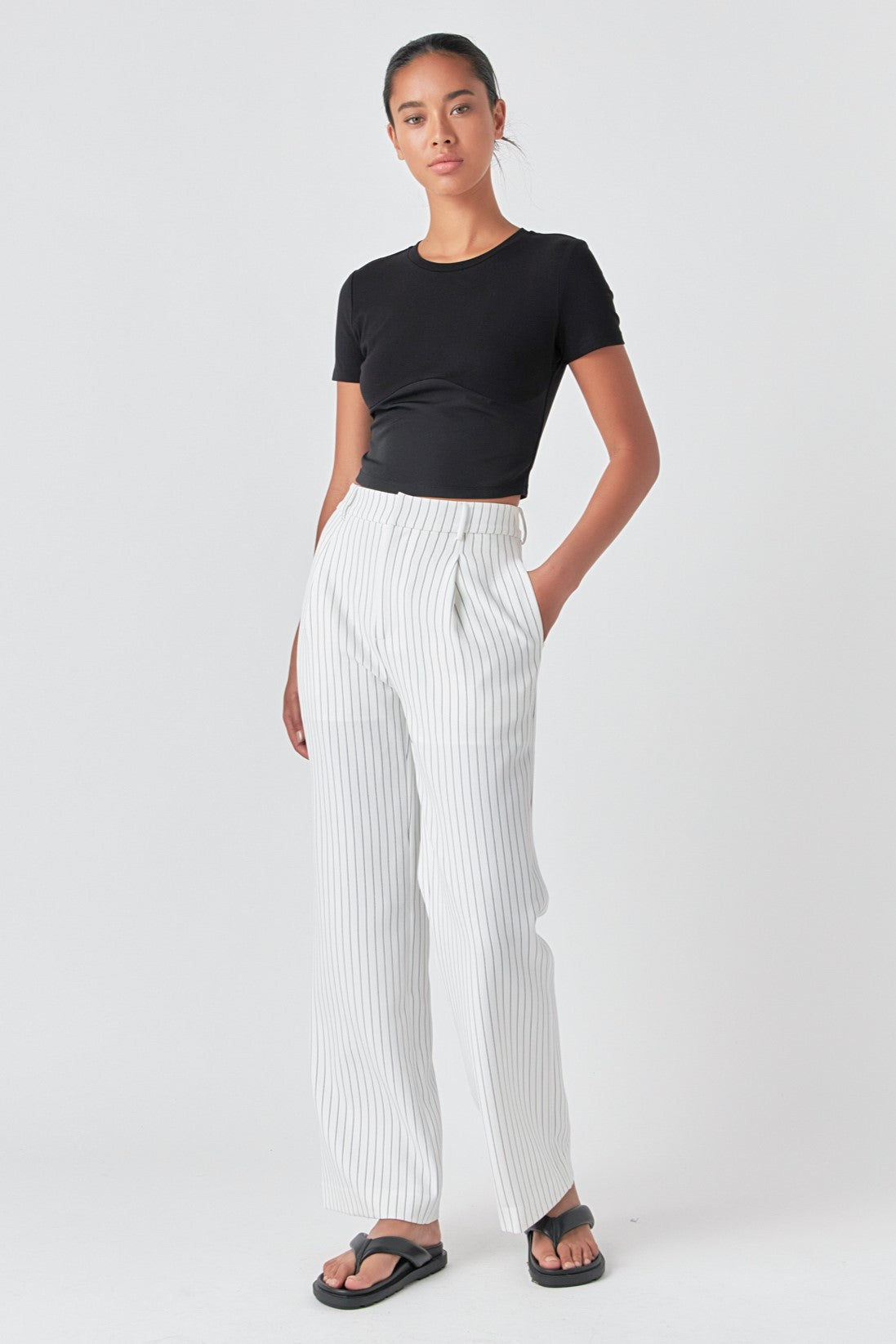 GREY LAB - Cropped Bustier Short Sleeve T Shirt - T-SHIRTS available at Objectrare