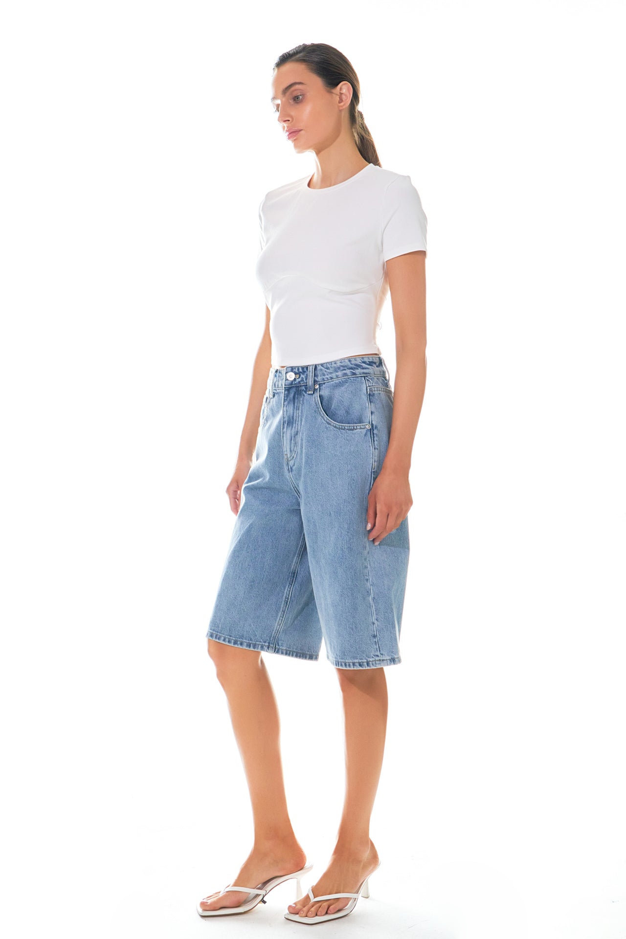 GREY LAB - Cropped Bustier Short Sleeve T Shirt - T-SHIRTS available at Objectrare