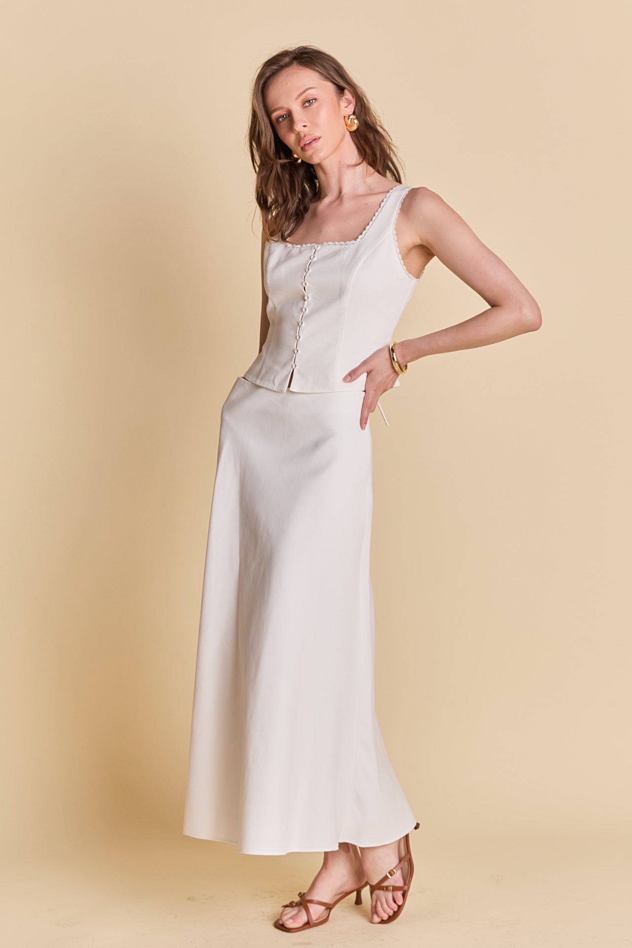 ENDLESS ROSE - Lace Trim Linen Top - TOPS available at Objectrare