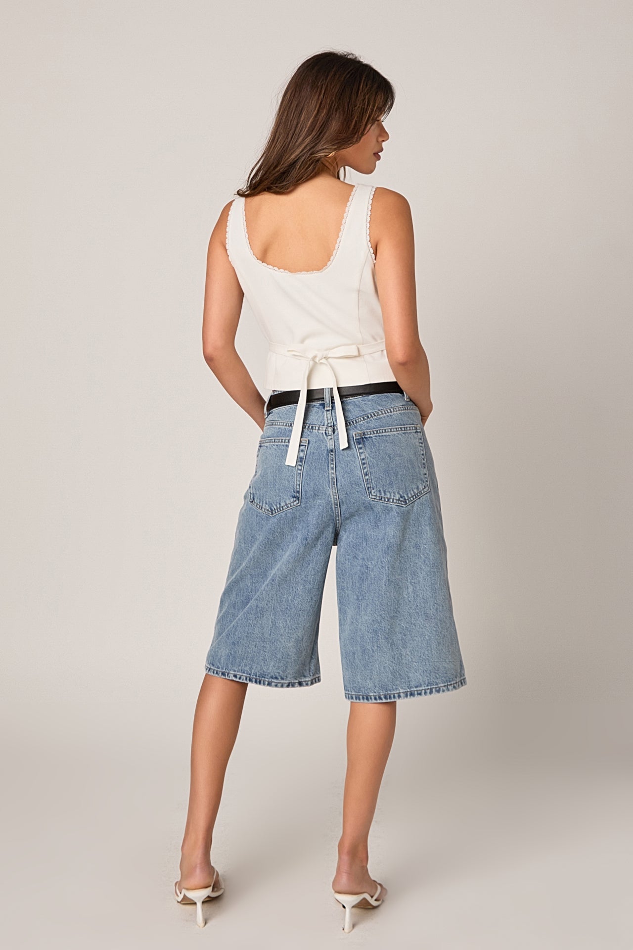 ENDLESS ROSE - Lace Trim Linen Top - TOPS available at Objectrare