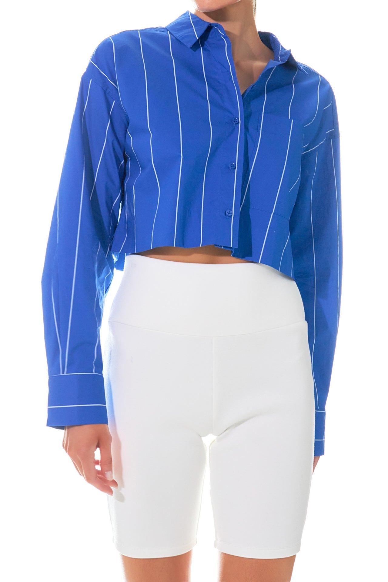 GREY LAB - Striped Cropped Shirts - TOPS available at Objectrare