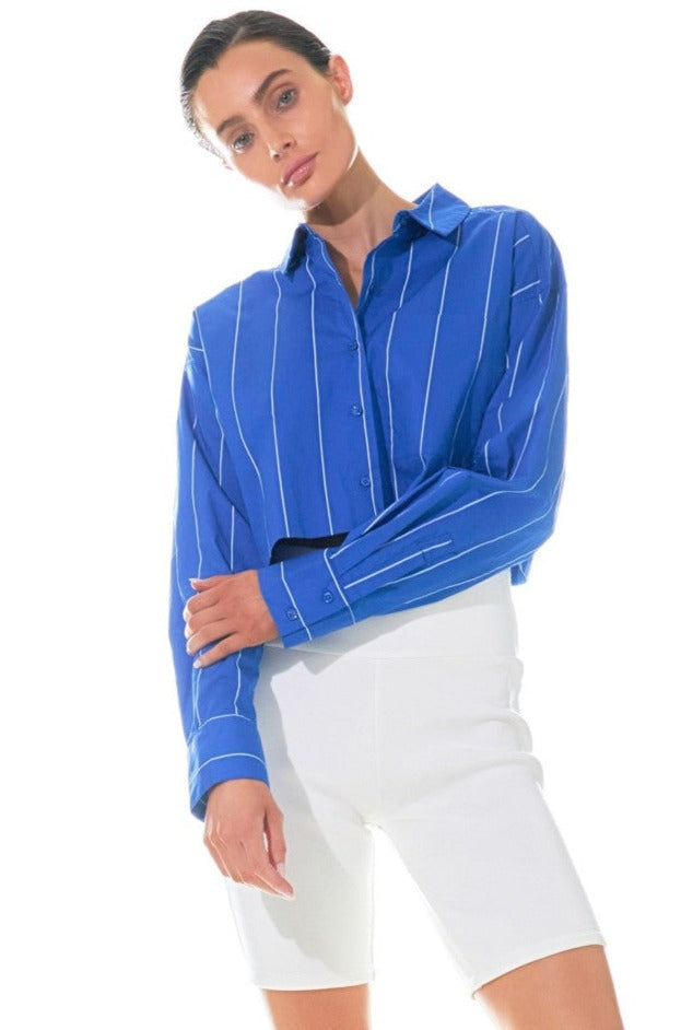 GREY LAB - Striped Cropped Shirts - TOPS available at Objectrare