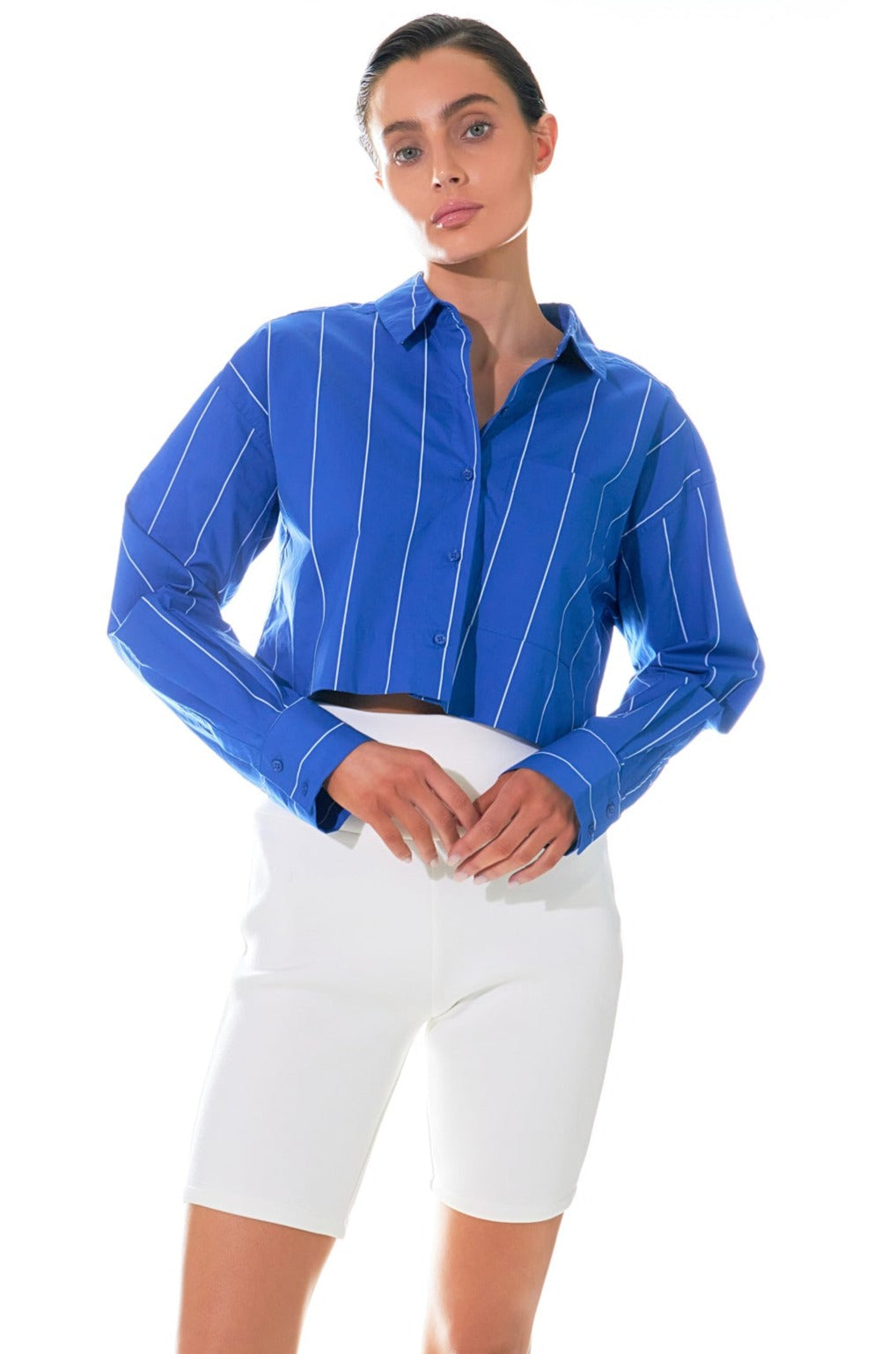 GREY LAB - Striped Cropped Shirts - TOPS available at Objectrare