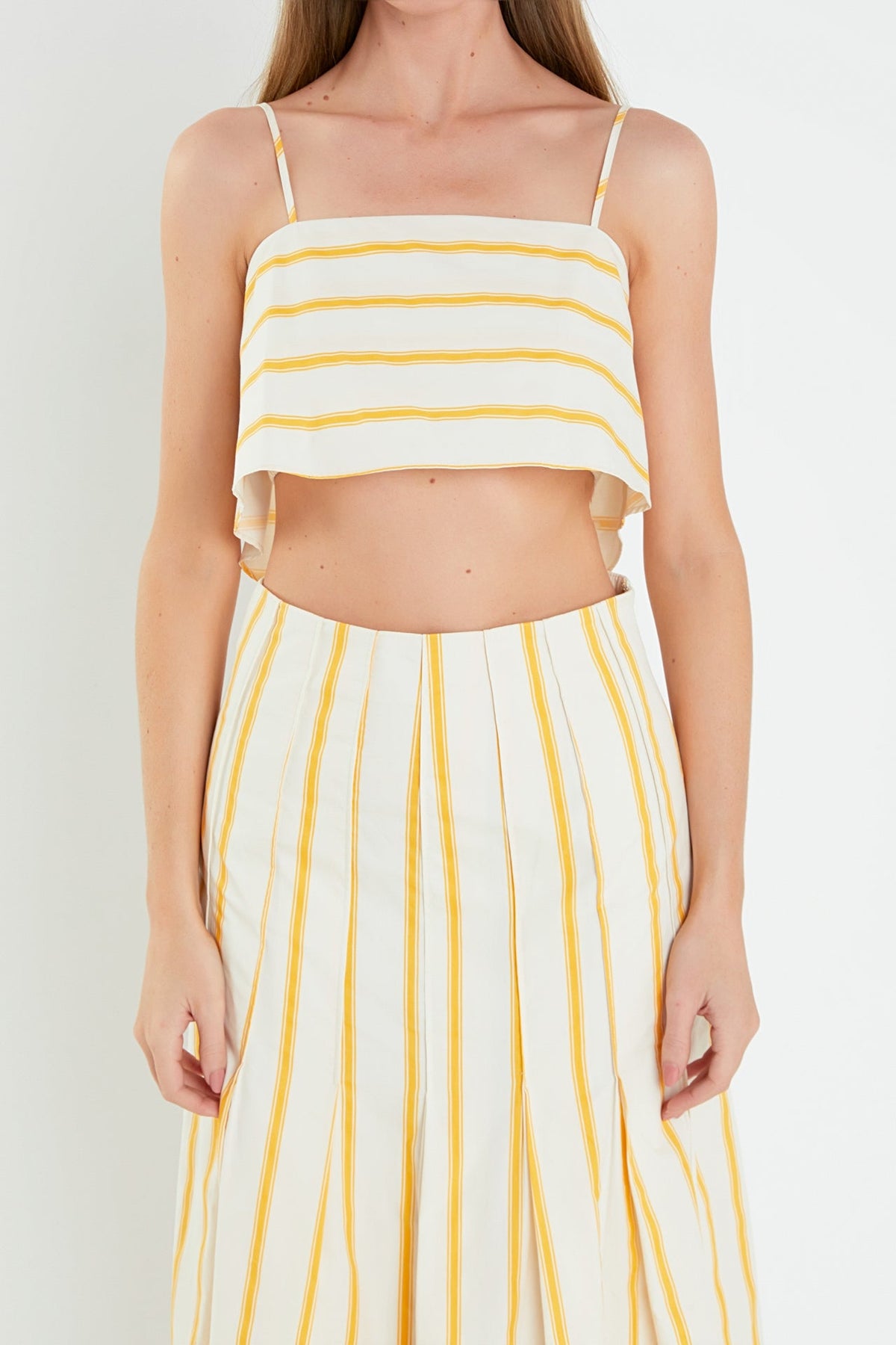 ENGLISH FACTORY - Stripe Poplin Cropped Tank Top - TOPS available at Objectrare