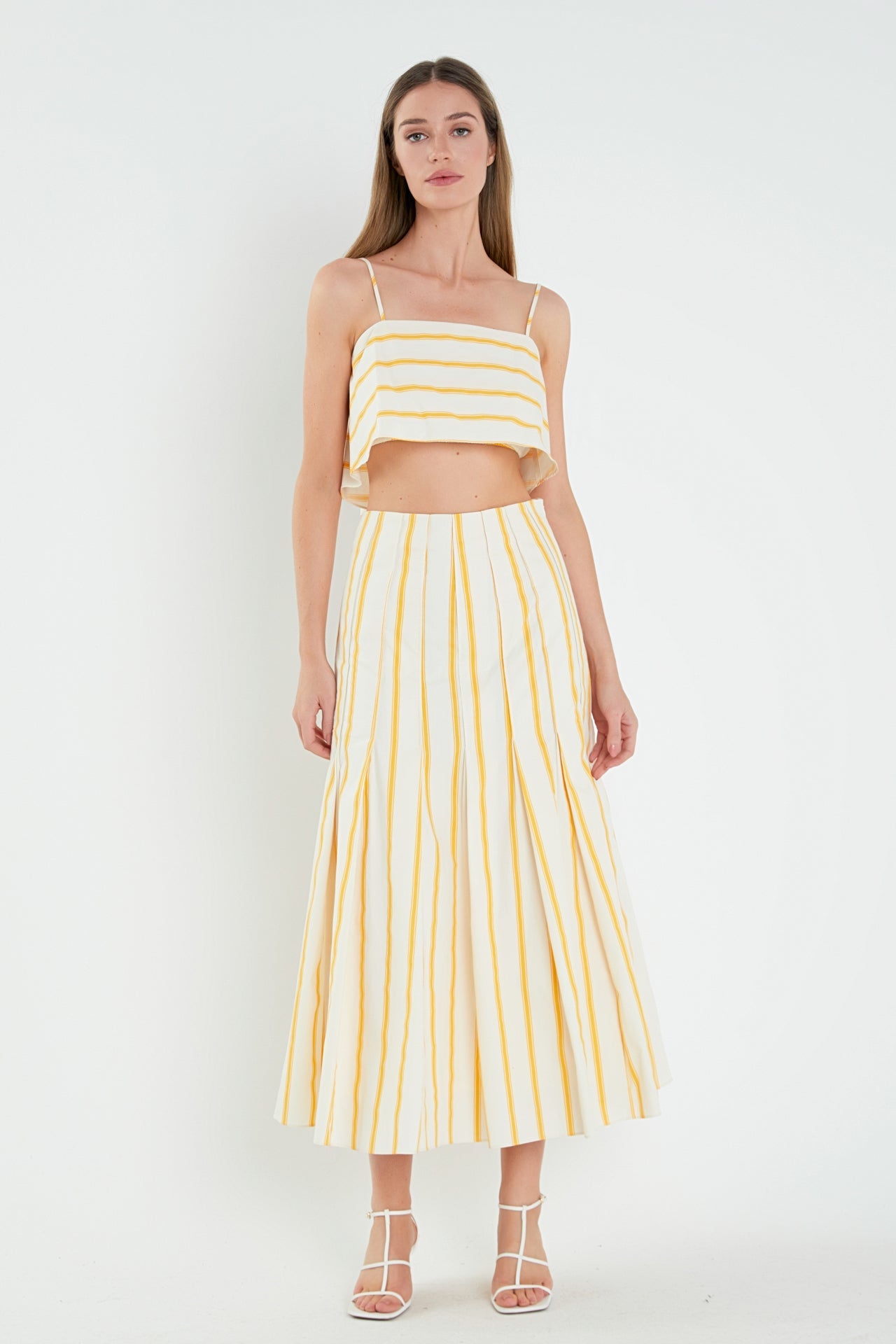 ENGLISH FACTORY - Stripe Poplin Cropped Tank Top - TOPS available at Objectrare