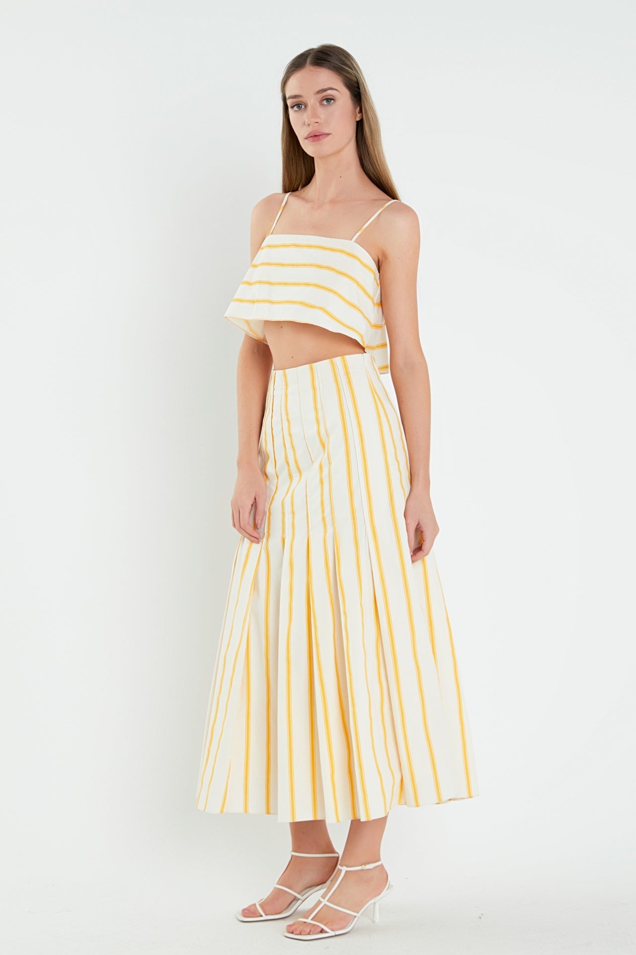 ENGLISH FACTORY - Stripe Poplin Cropped Tank Top - TOPS available at Objectrare