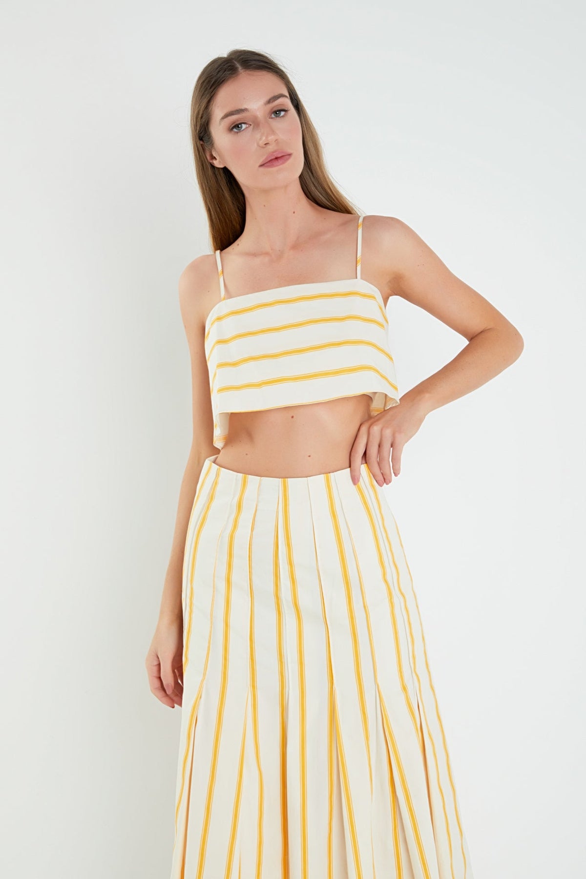 ENGLISH FACTORY - Stripe Poplin Cropped Tank Top - TOPS available at Objectrare