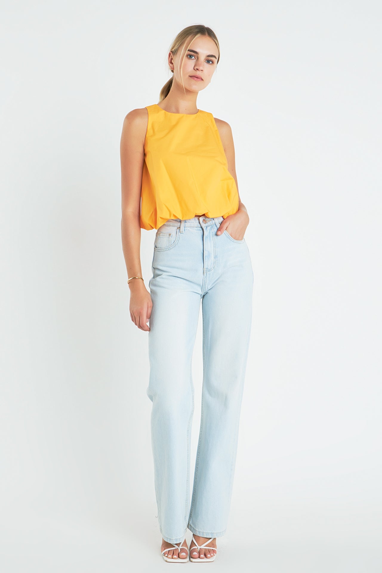 ENGLISH FACTORY - Sleeveless Bubble Cropped Top - TOPS available at Objectrare