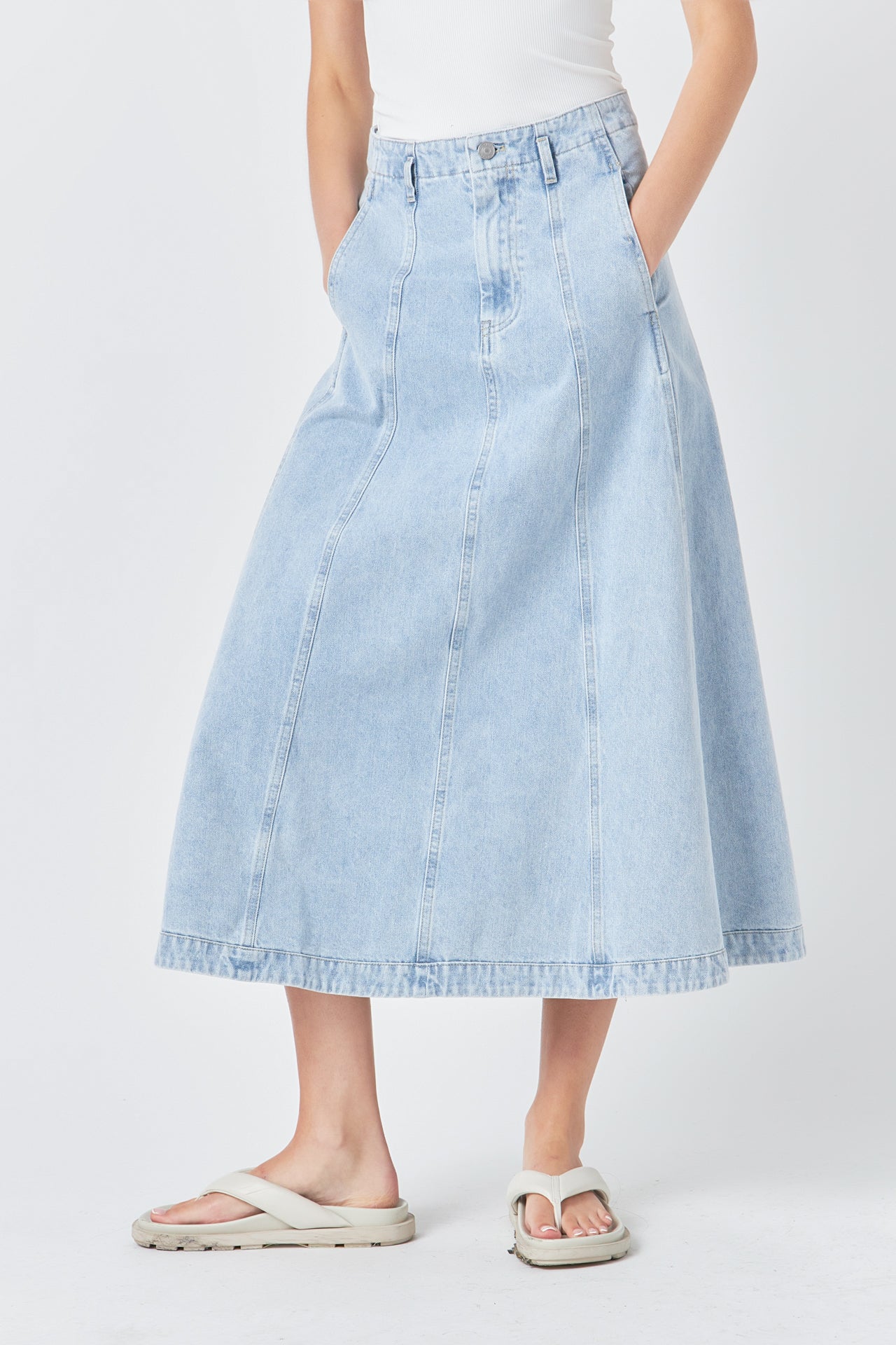 GREY LAB - Denim Maxi Skirt - SKIRTS available at Objectrare