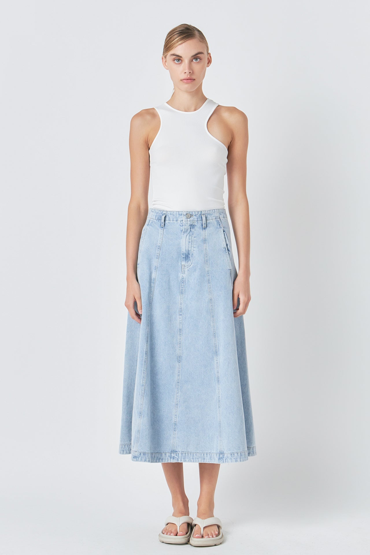 GREY LAB - Denim Maxi Skirt - SKIRTS available at Objectrare