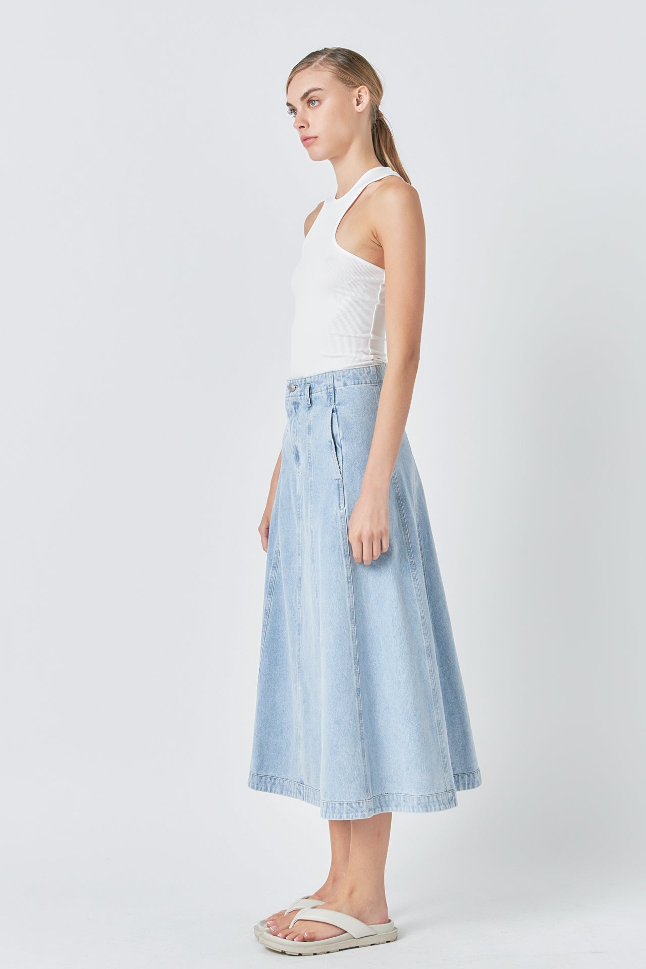 GREY LAB - Denim Maxi Skirt - SKIRTS available at Objectrare