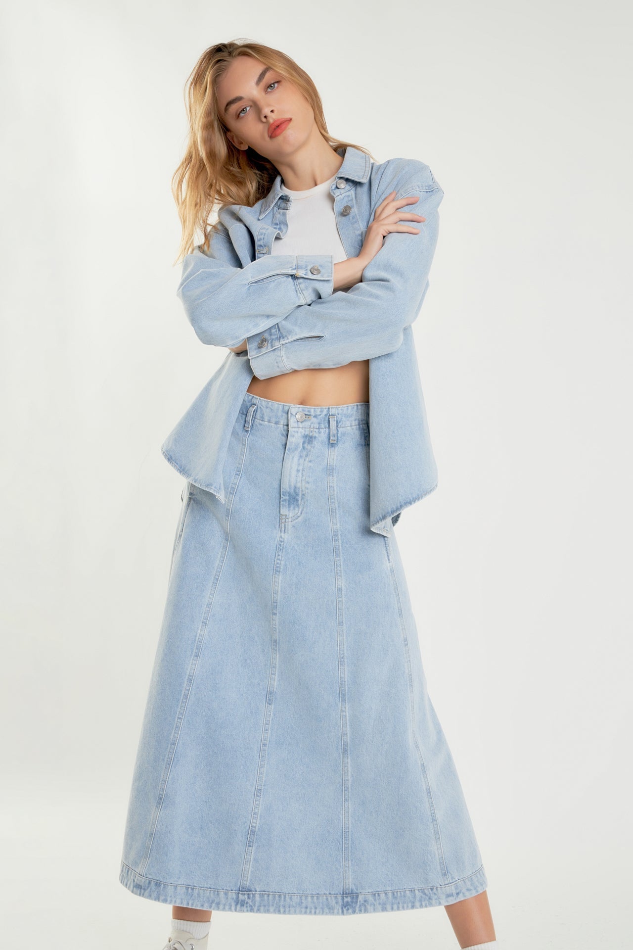 GREY LAB - Denim Maxi Skirt - SKIRTS available at Objectrare